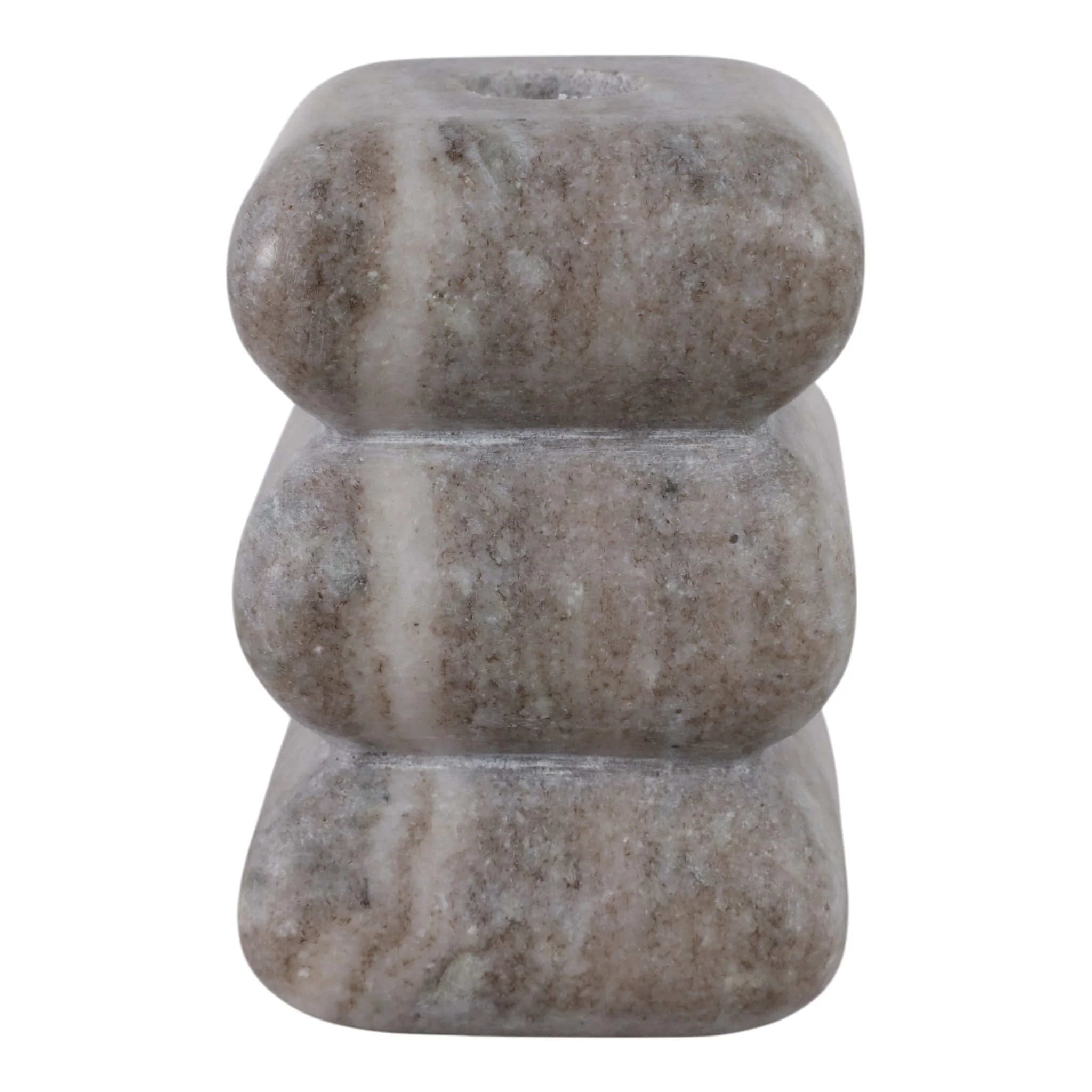 5x3" Curvy Marble Taper Holder, Beige - Image 4