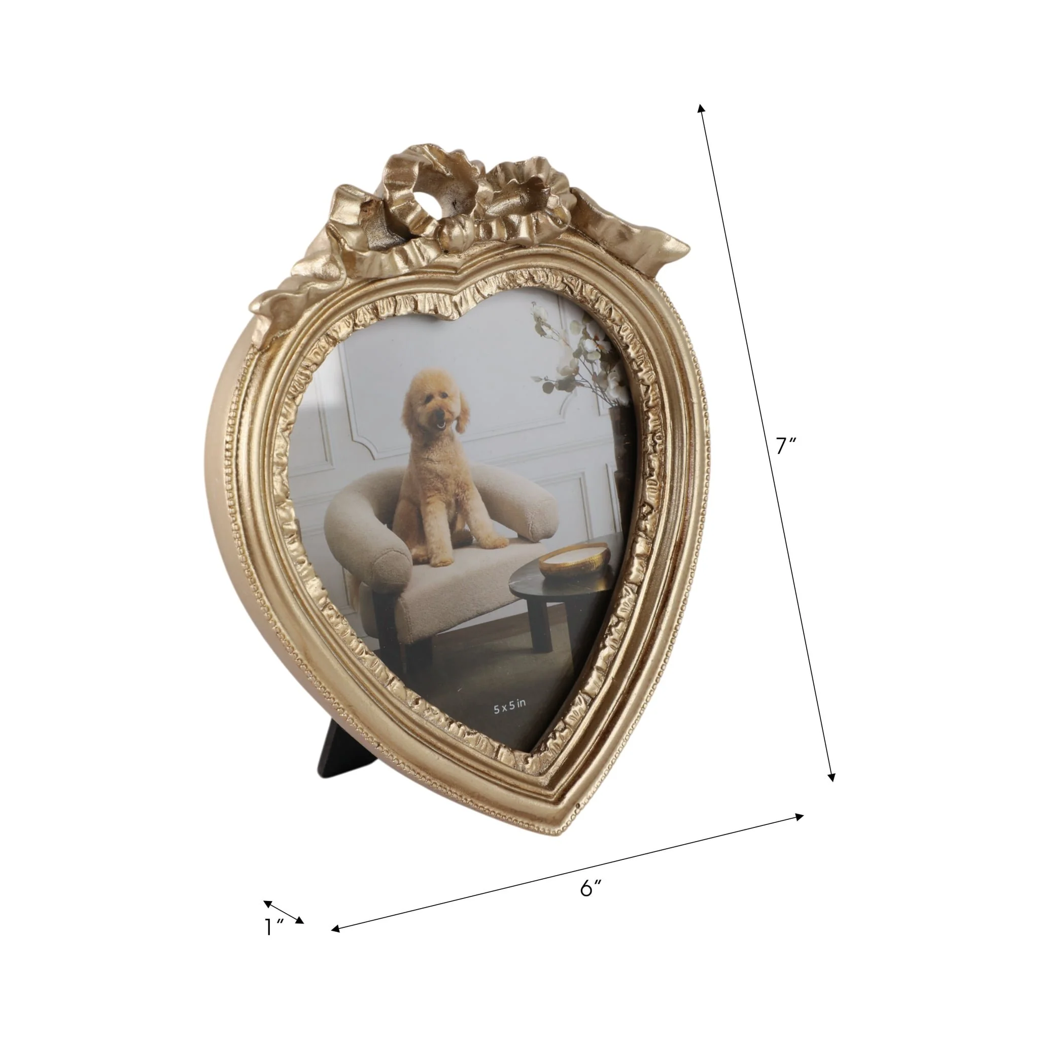 5x5 Coquette Heart Photo Frame, Gold - Image 7