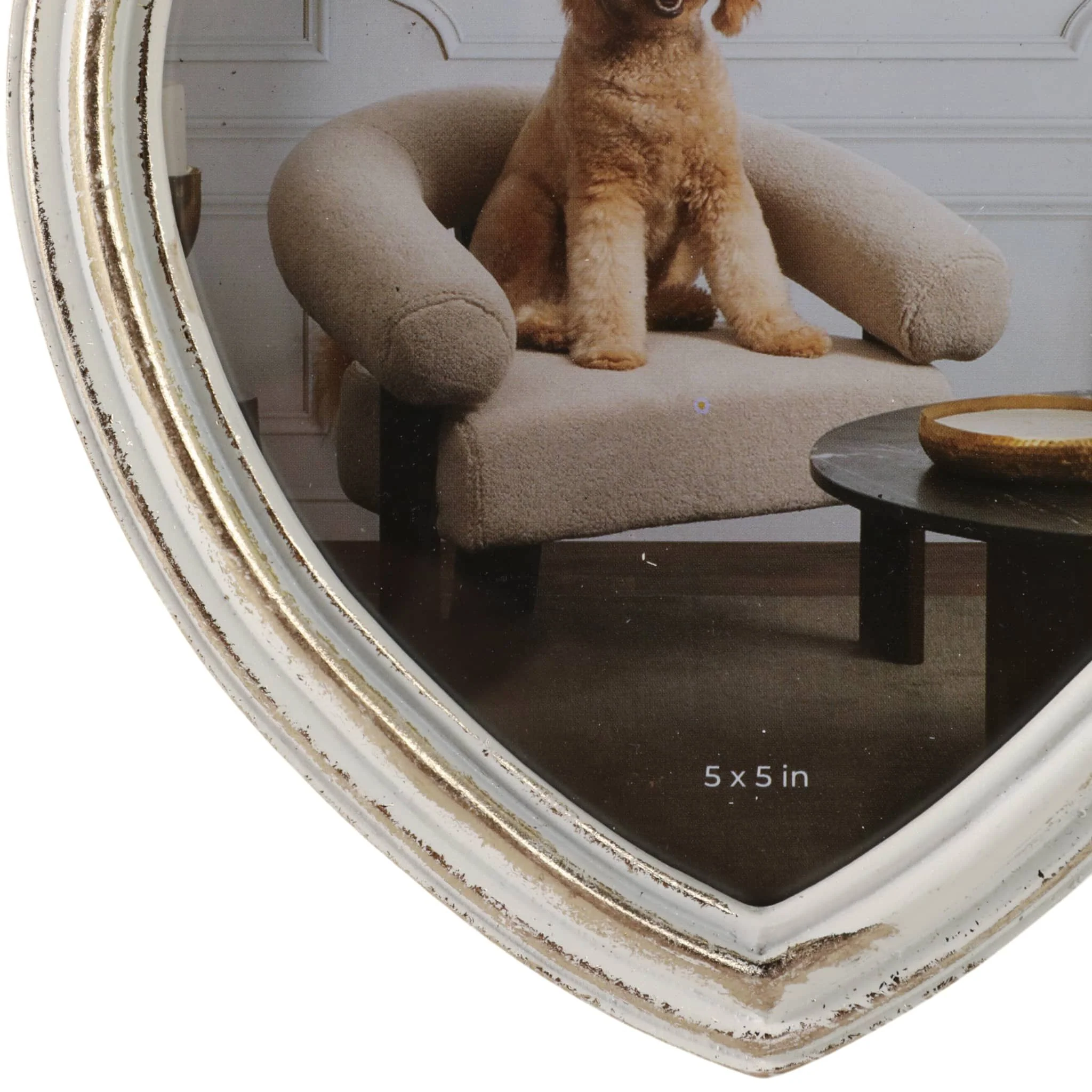 5x5 Heart Photo Frame With Bow, Ivory/gold - Image 5