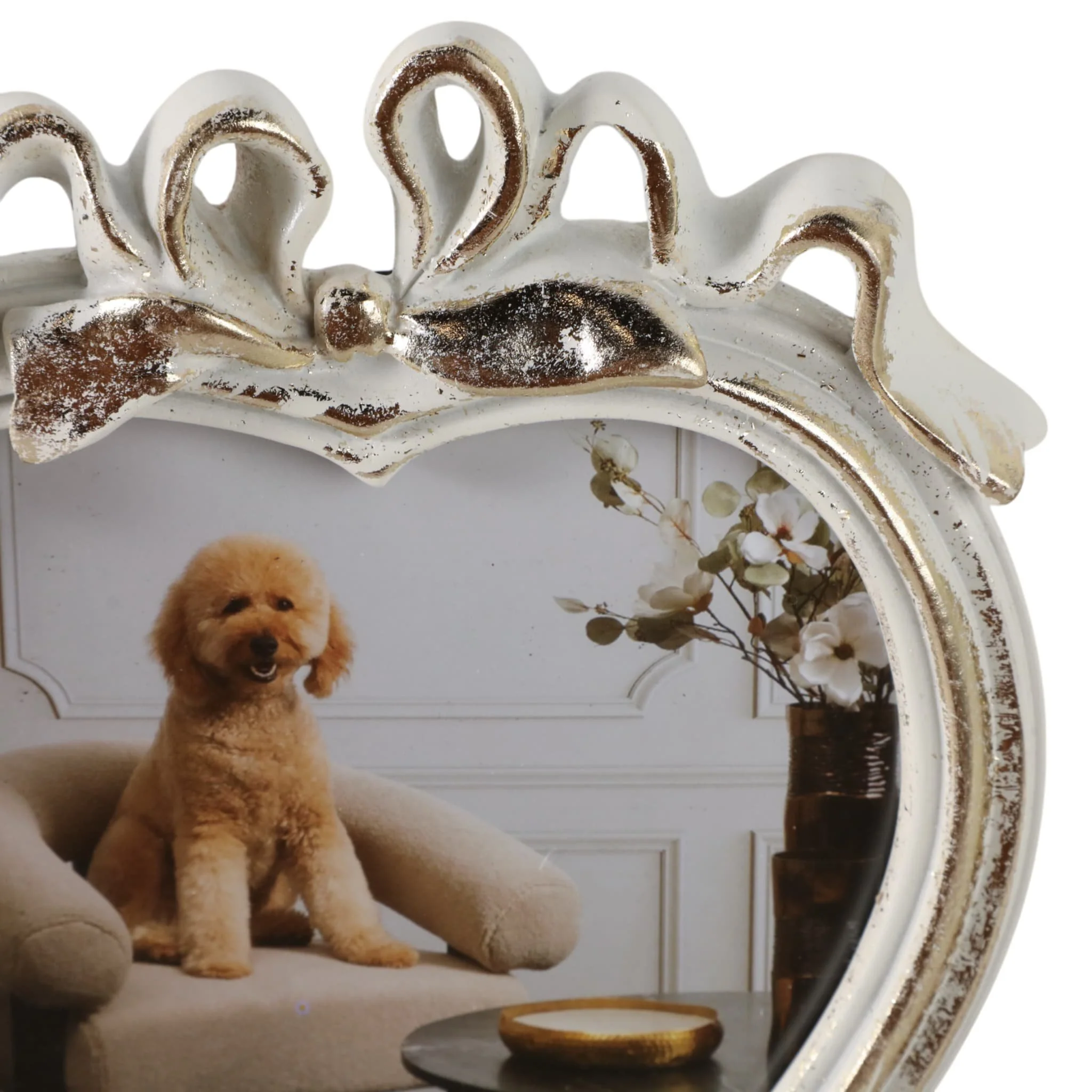 5x5 Heart Photo Frame With Bow, Ivory/gold - Image 6
