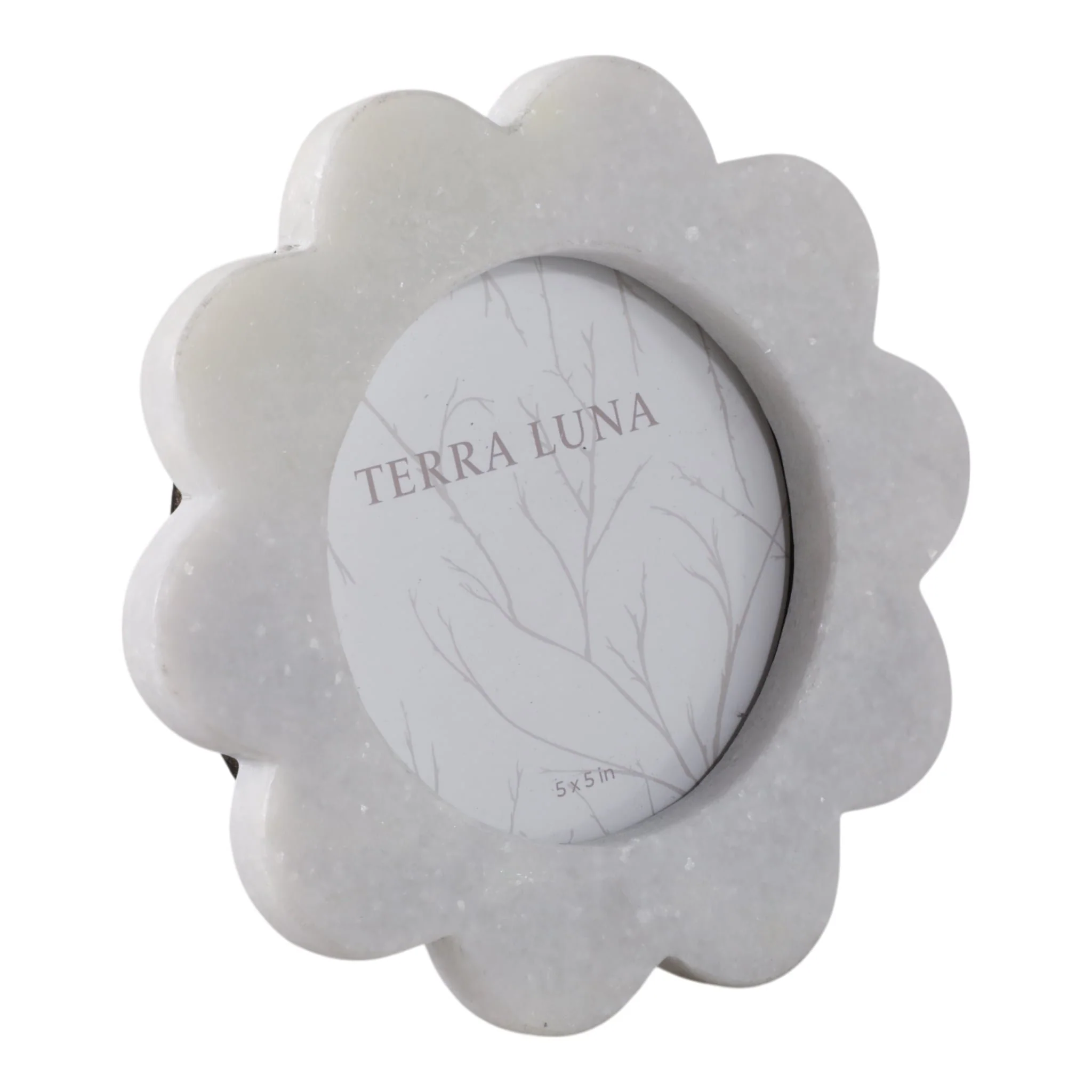 5x5" Marble Flower Photo Frame, White - Image 2