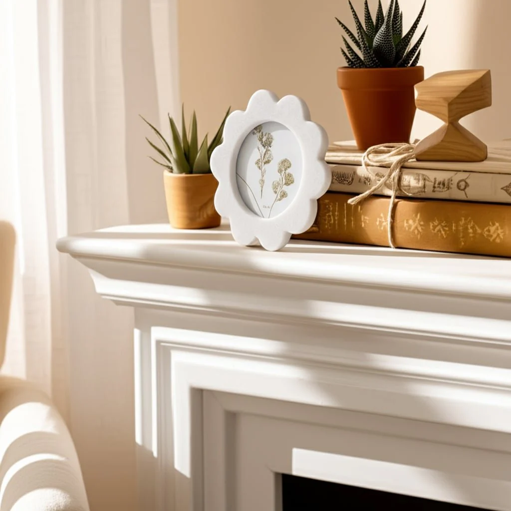 5x5" Marble Flower Photo Frame, White - Image 7