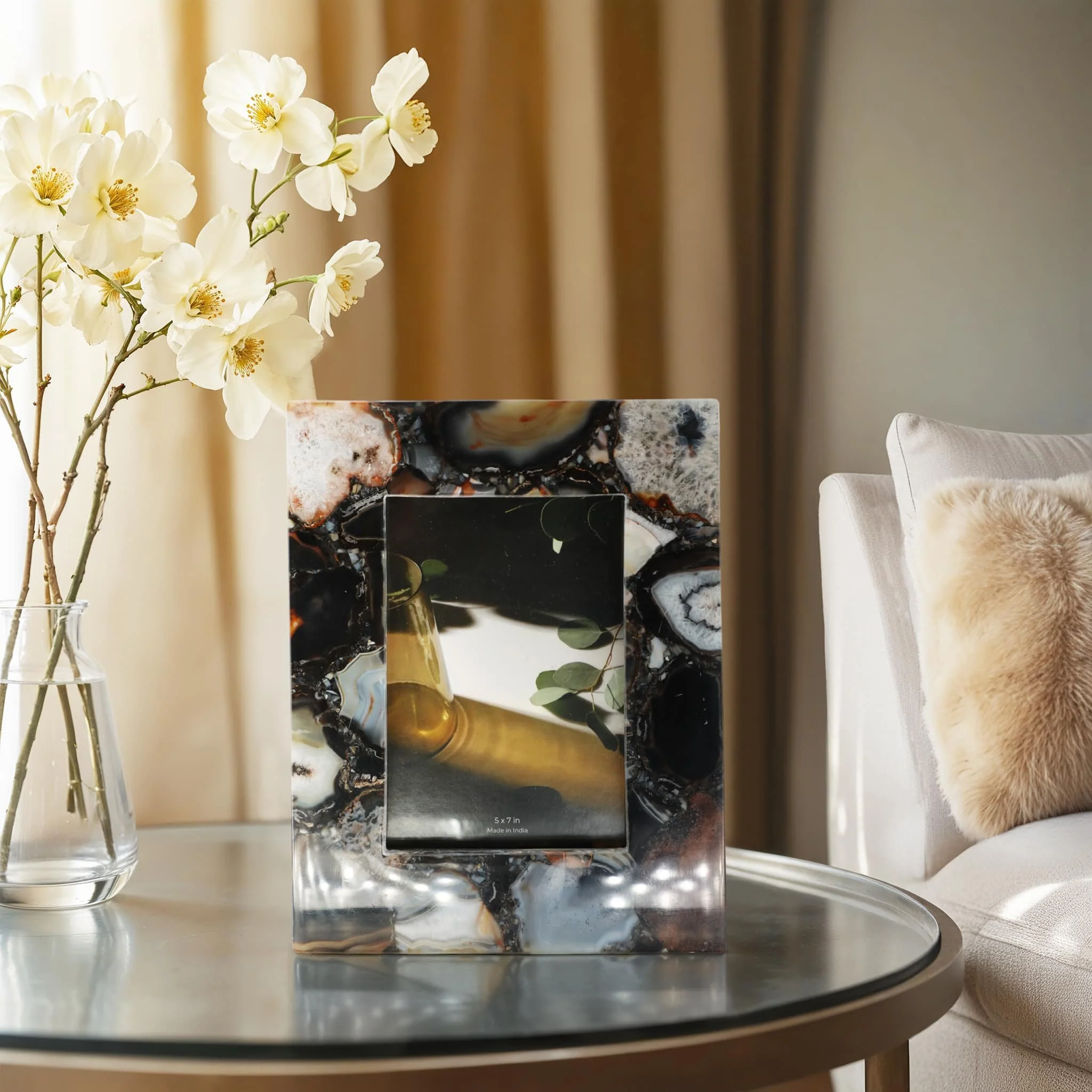 5x7 Agate Photo Frame, Black Multi - Image 3