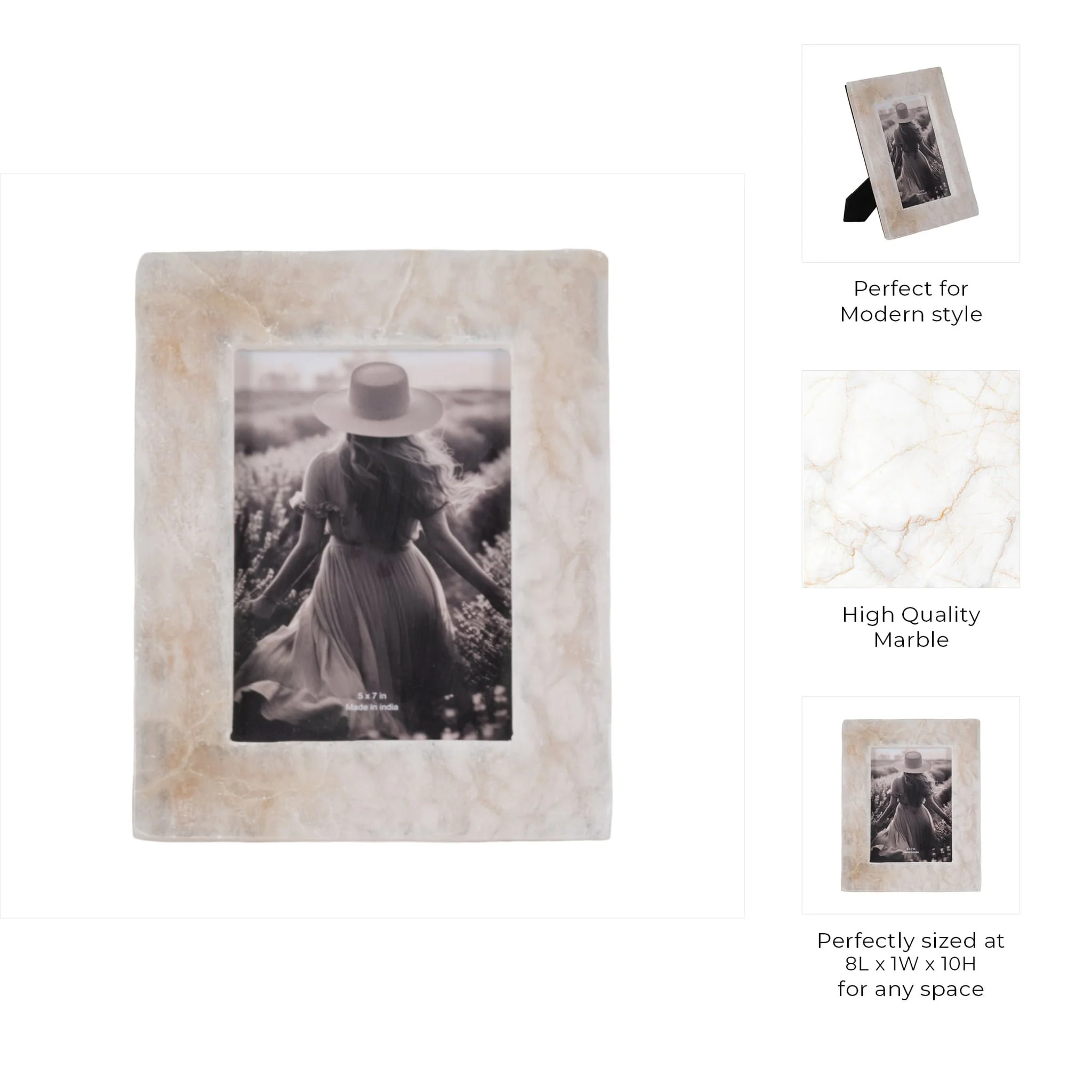 5x7 Alabaster Photo Frame, White - Image 8