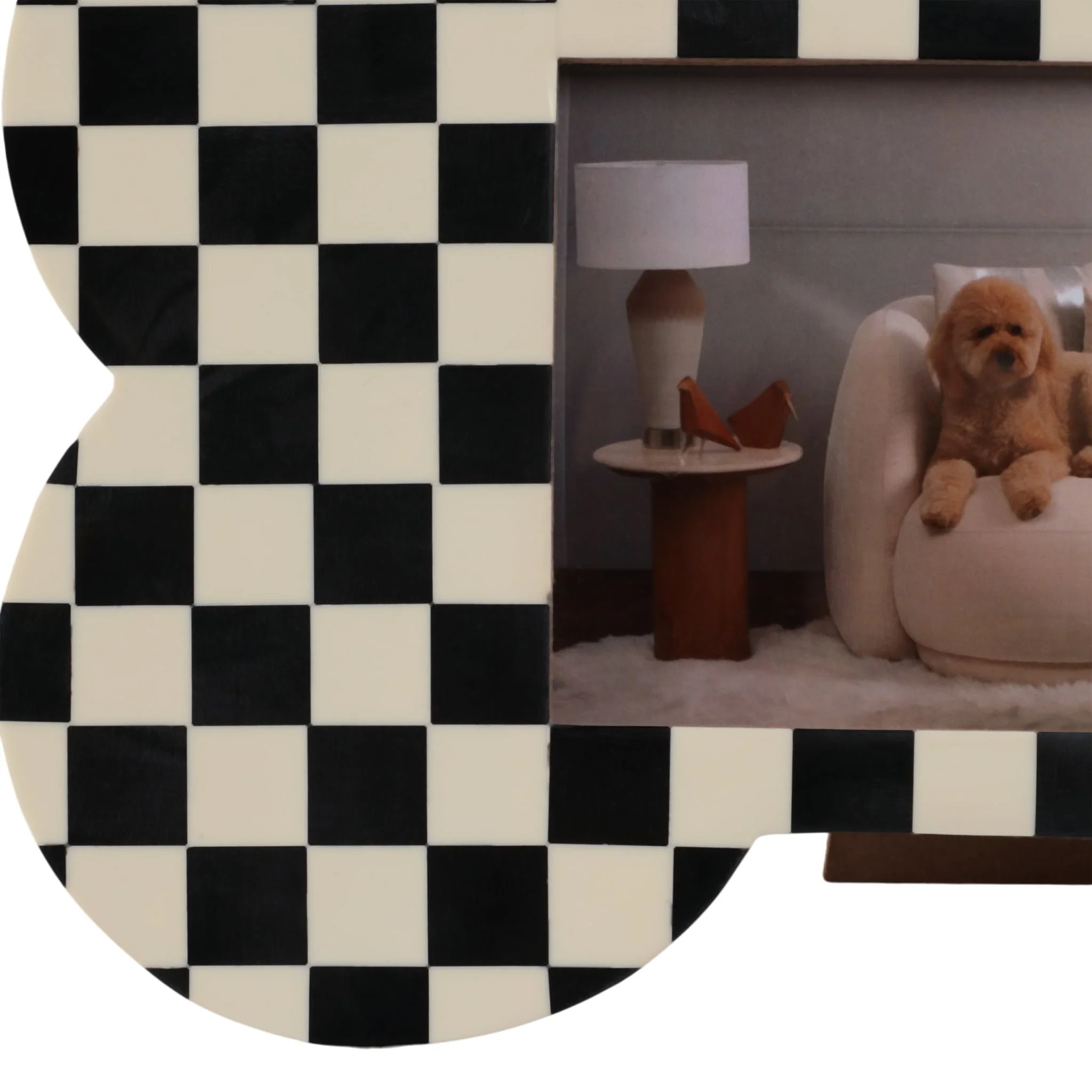 5x7 Checkerboard Dog Bone Photo Frame, Ivory/black - Image 5