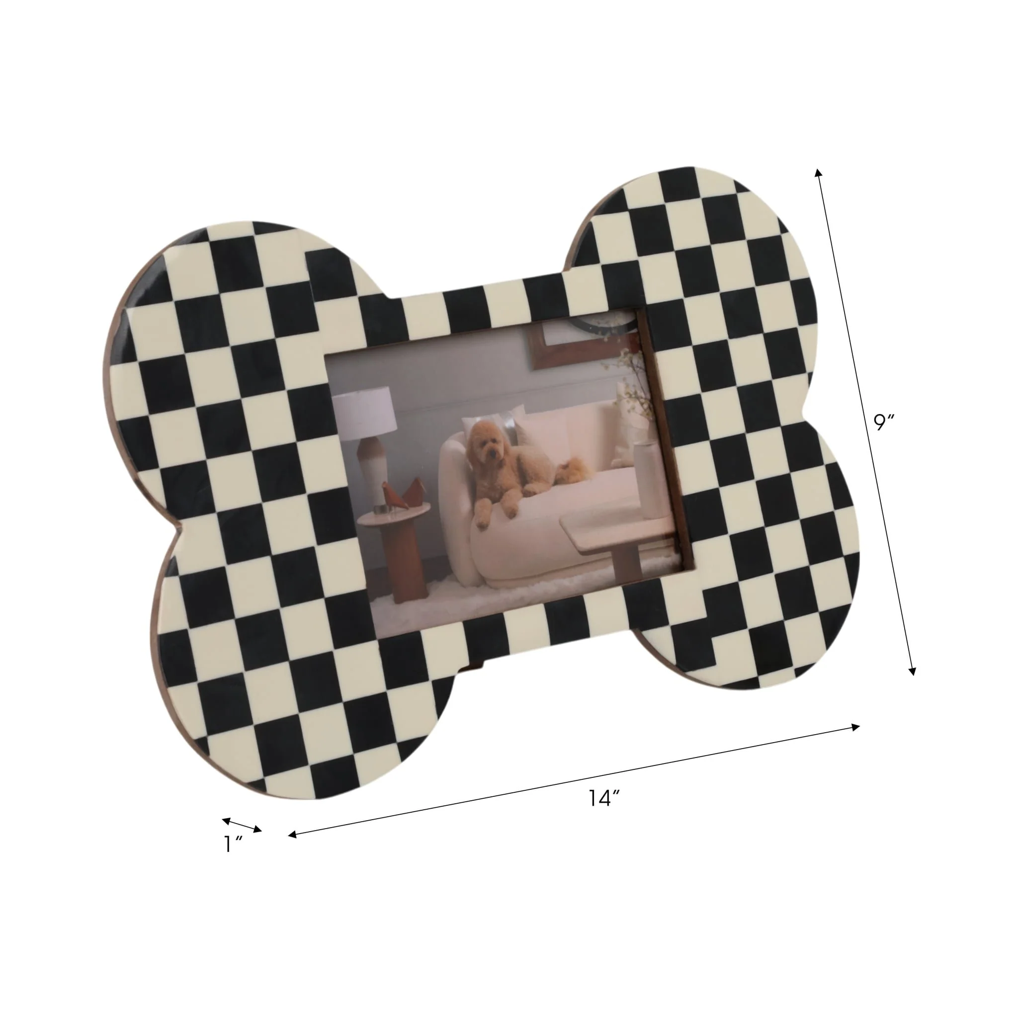 5x7 Checkerboard Dog Bone Photo Frame, Ivory/black - Image 7