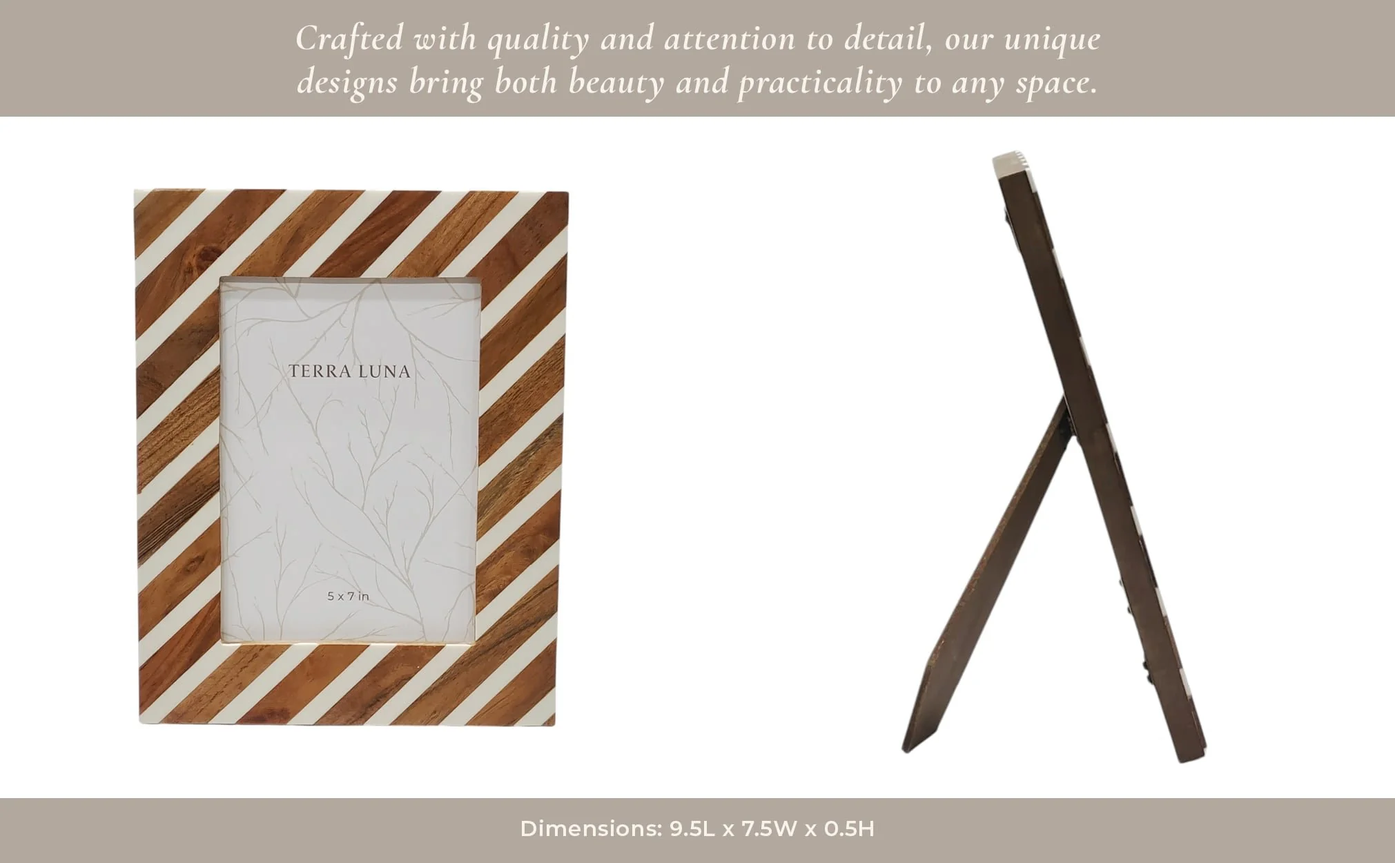 5x7 Diagonal Lines Photo Frame, Natural/ivory - Image 12