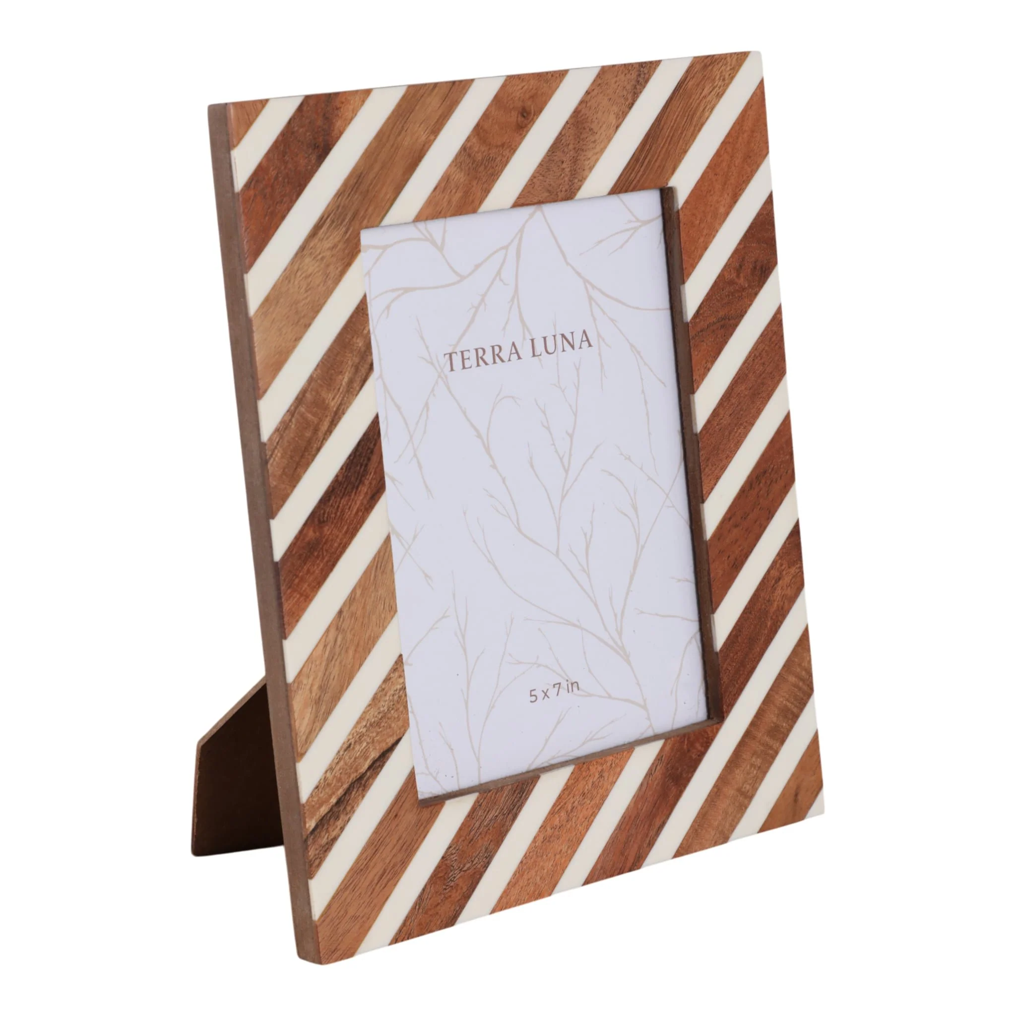 5x7 Diagonal Lines Photo Frame, Natural/ivory - Image 2