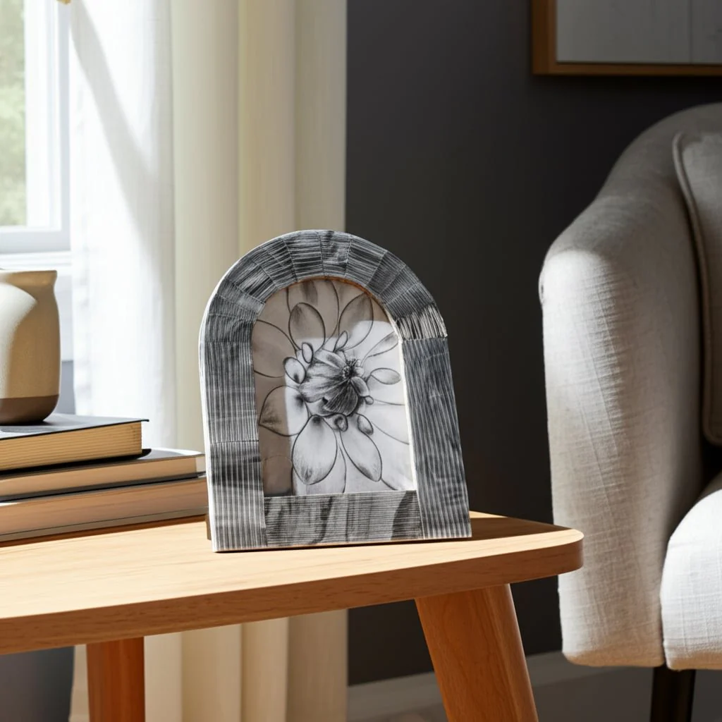 5x7 Grooved Arch Photo Frame, Marbled Grey - Image 11