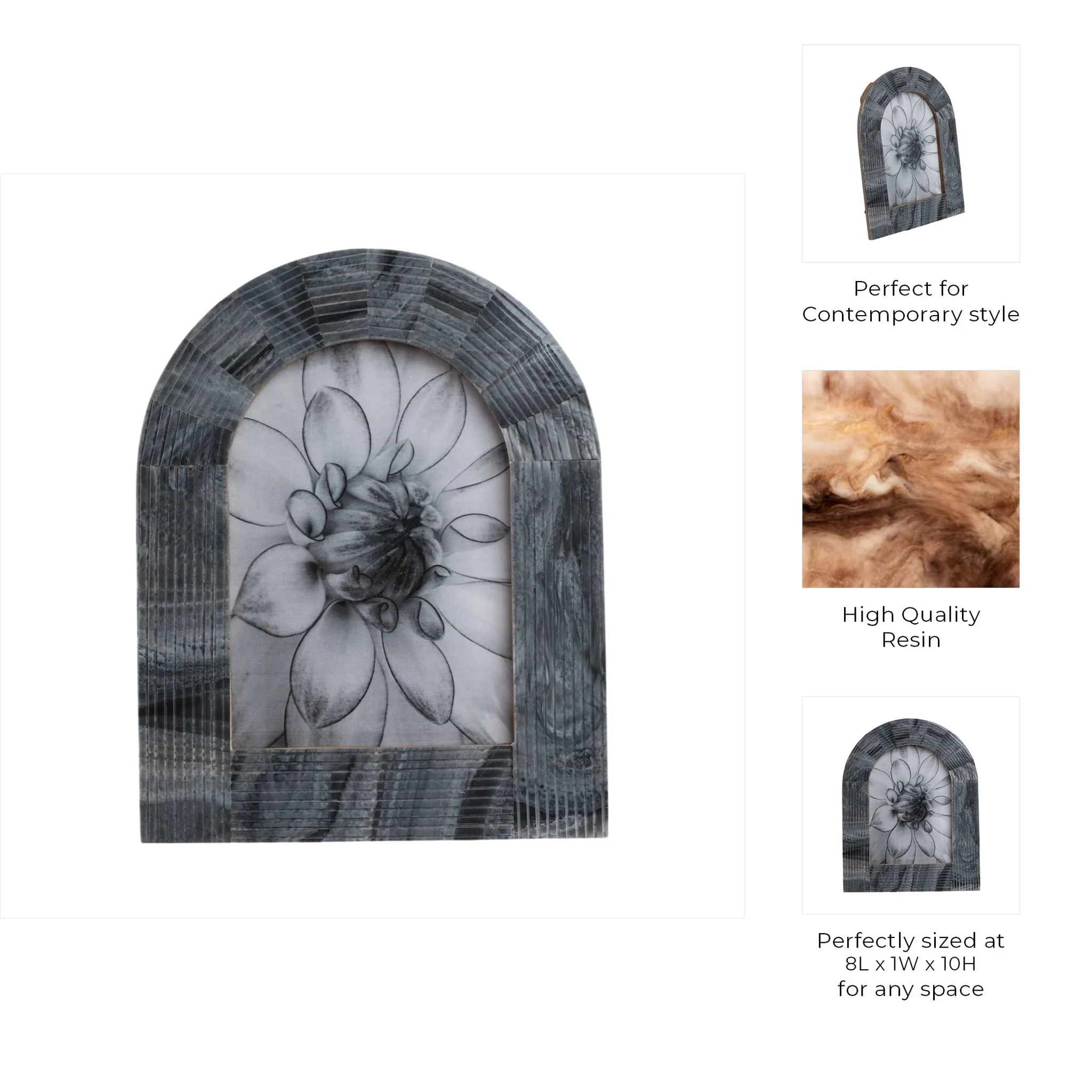 5x7 Grooved Arch Photo Frame, Marbled Grey - Image 8