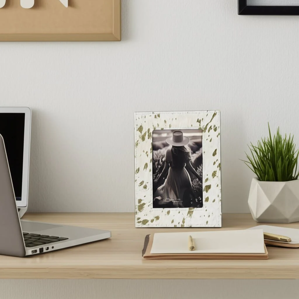 5x7" Hair On Hide Speckled Photo Frame, Tan - Image 5