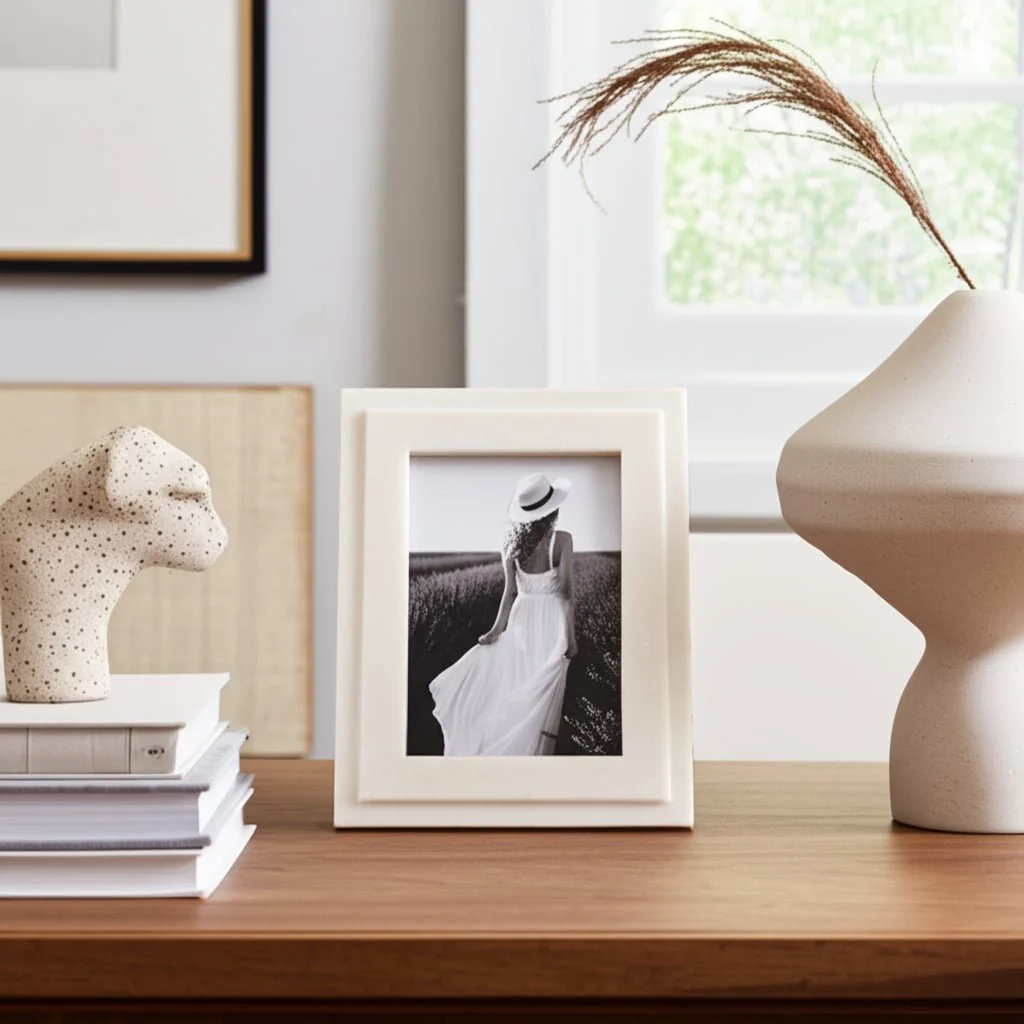 5x7 Marble Border Photo Frame, White - Image 11