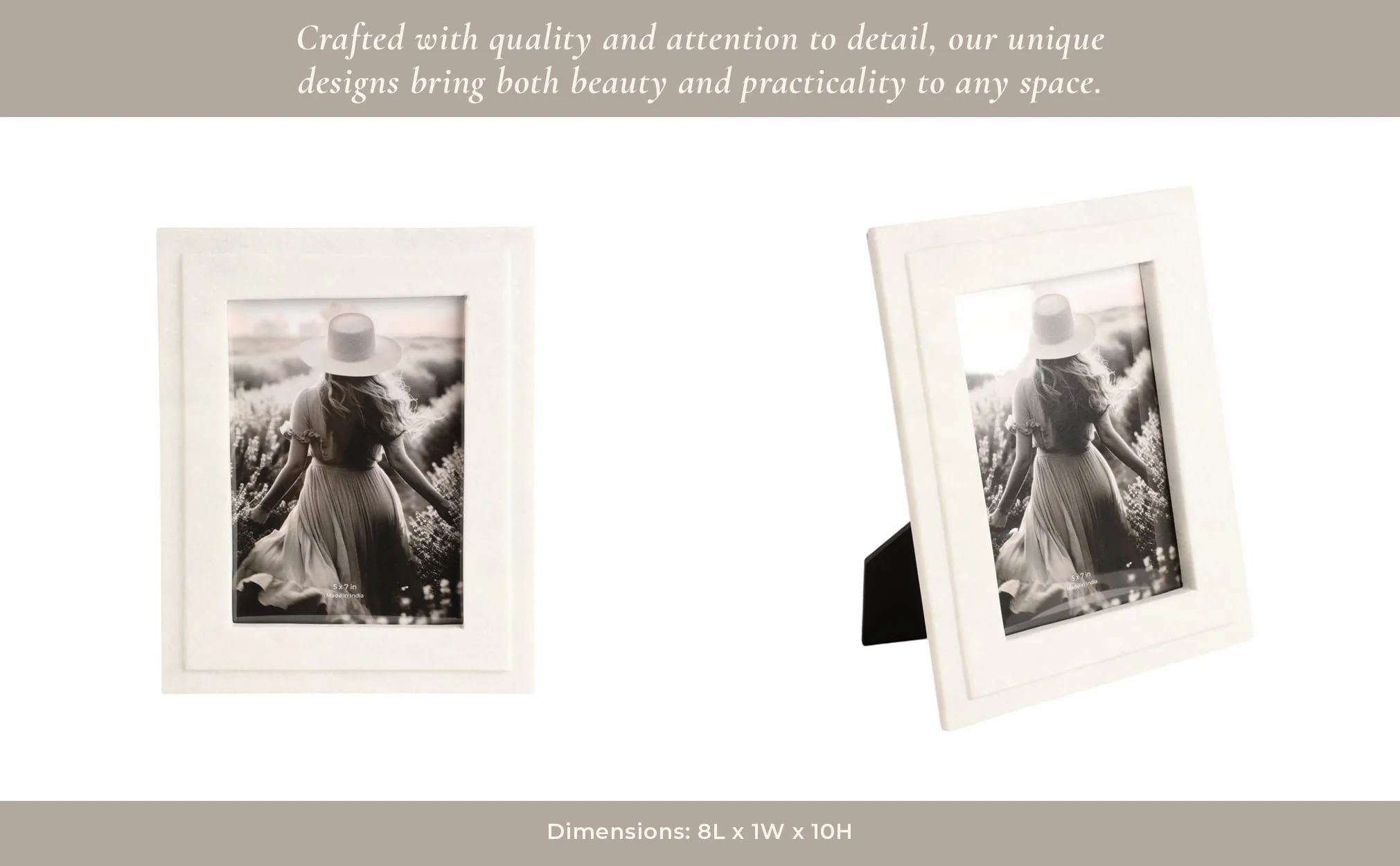 5x7 Marble Border Photo Frame, White - Image 12