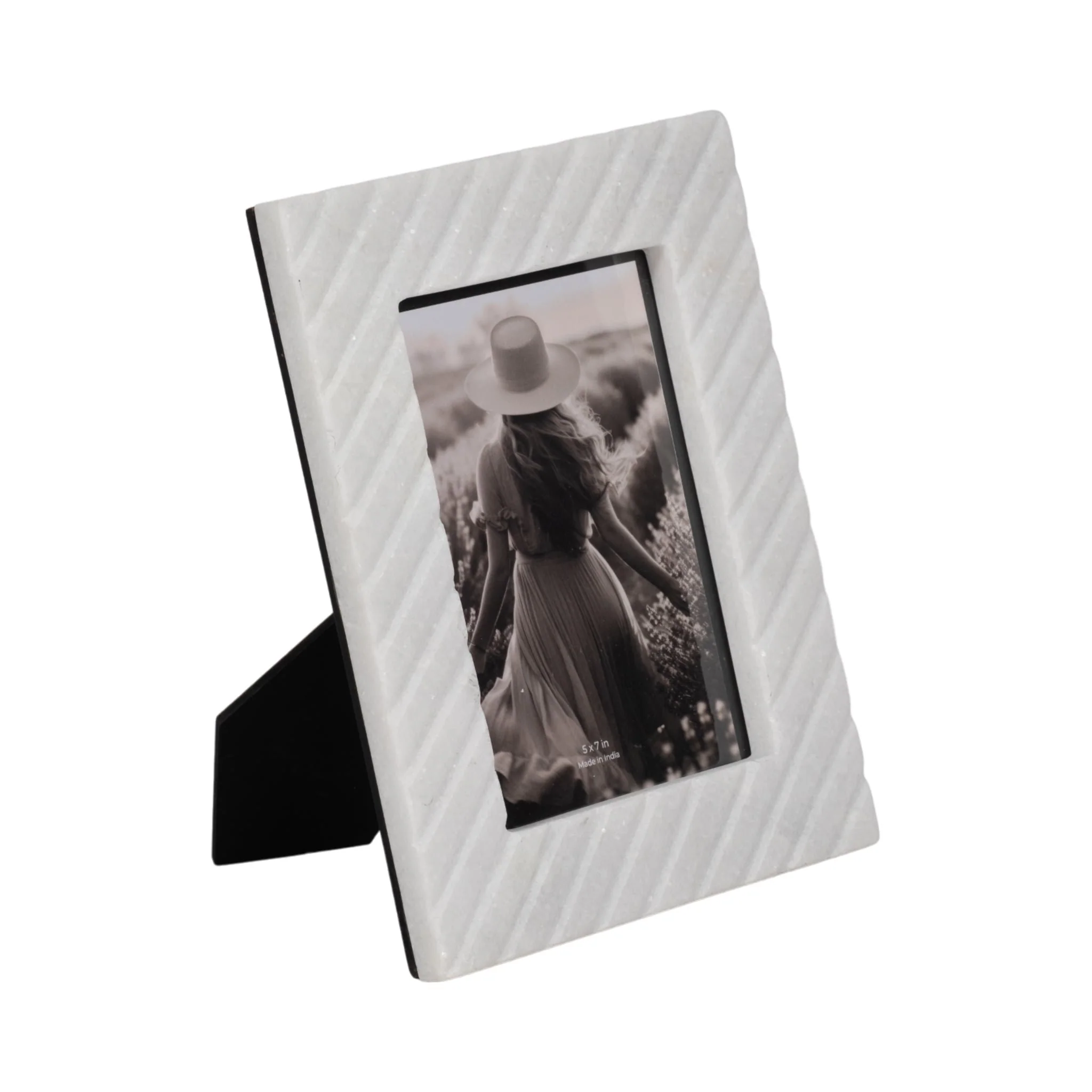 5x7 Marble Ridged Photo Frame, White - Image 2