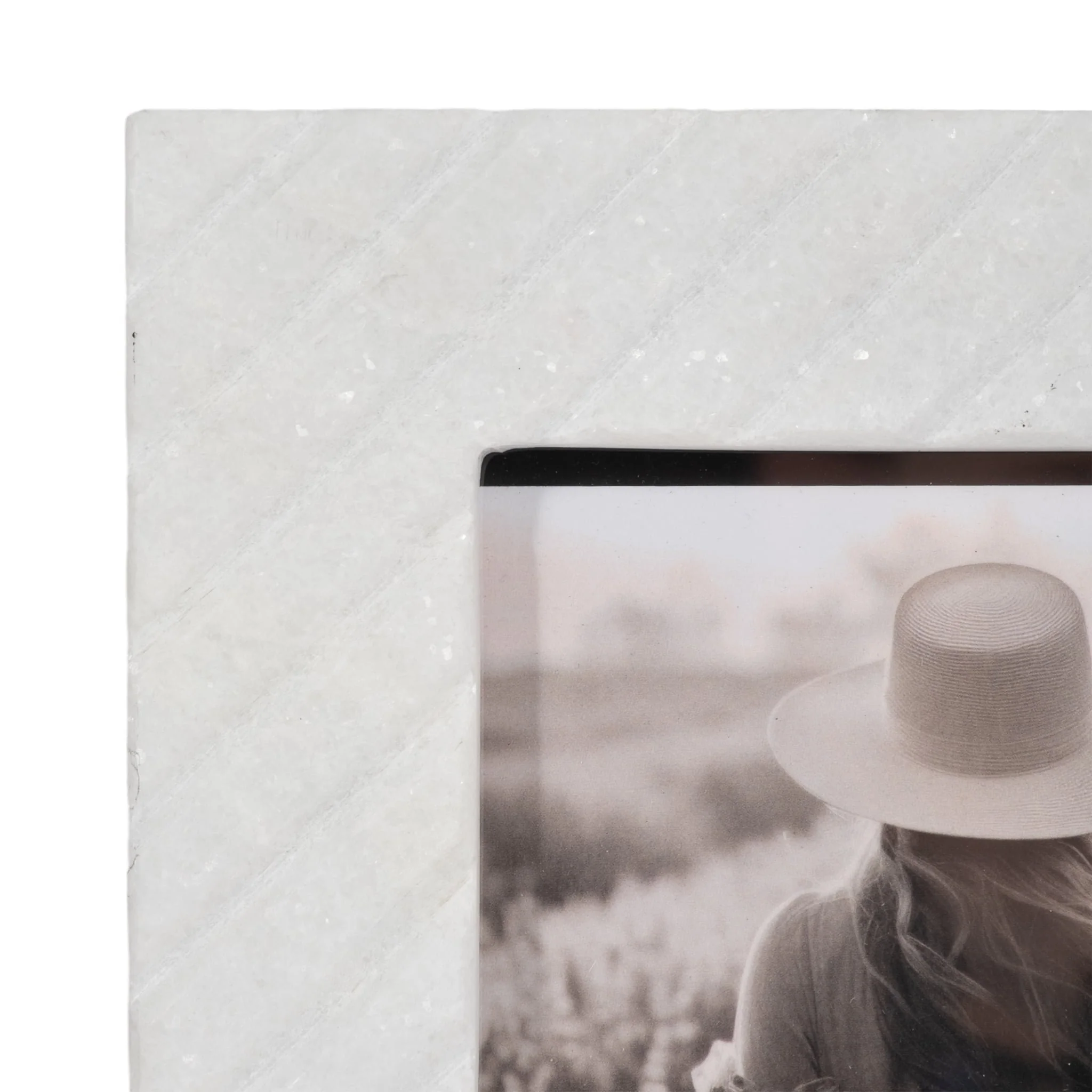 5x7 Marble Ridged Photo Frame, White - Image 4
