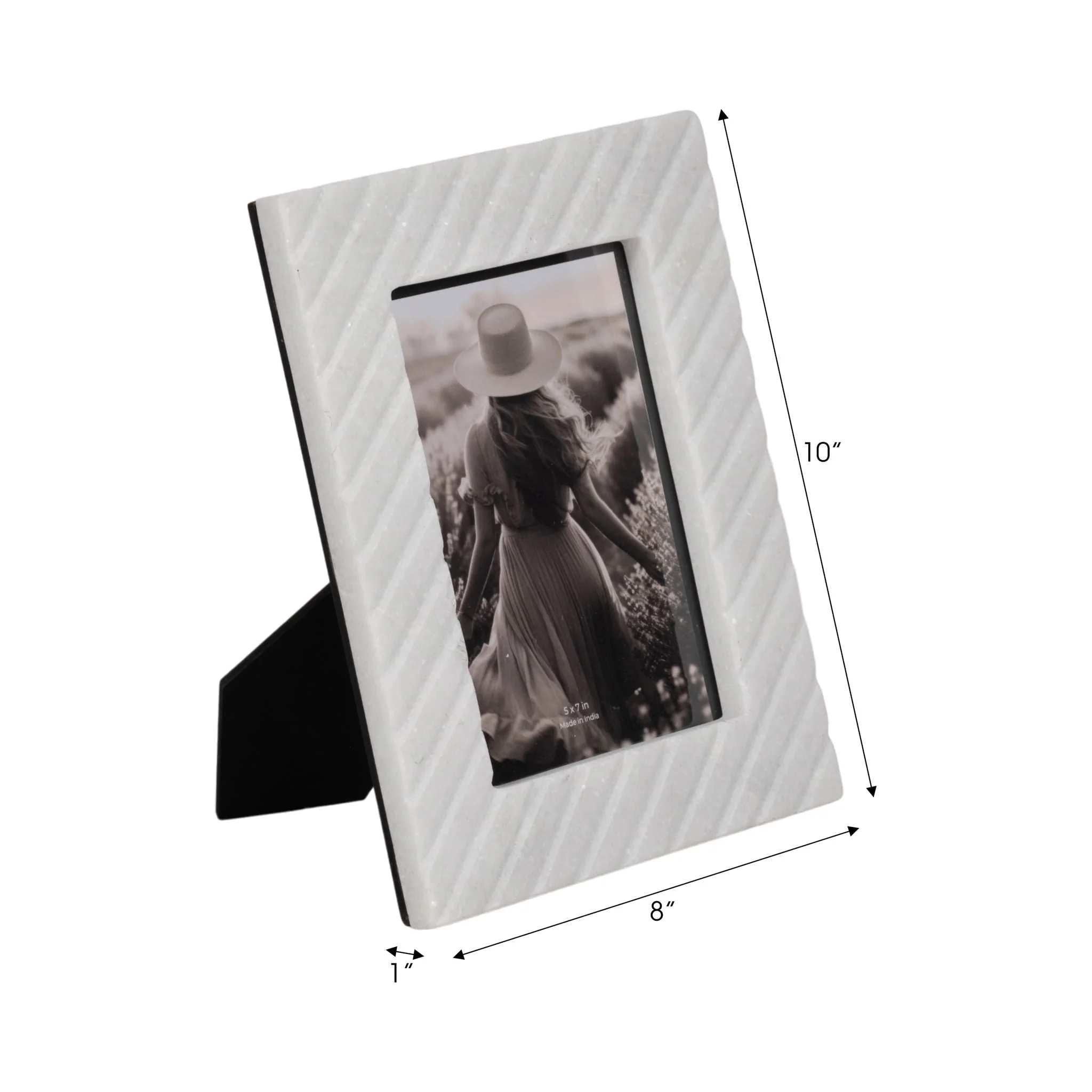 5x7 Marble Ridged Photo Frame, White - Image 6