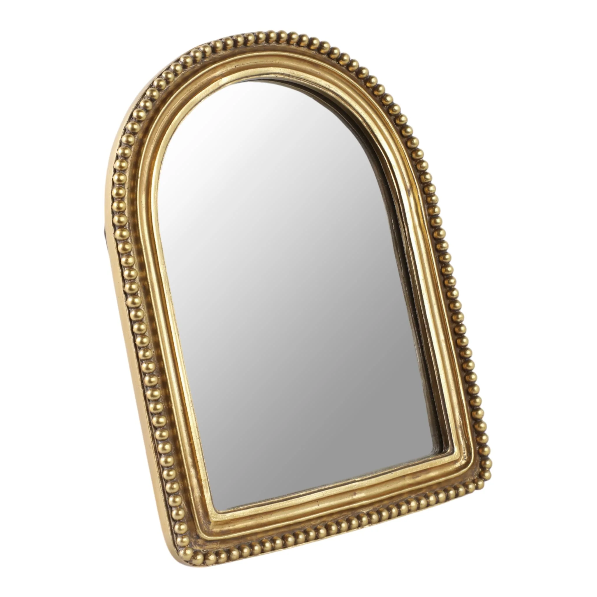 5x7" Mirror In Beaded Arch Frame, Gold - Image 2