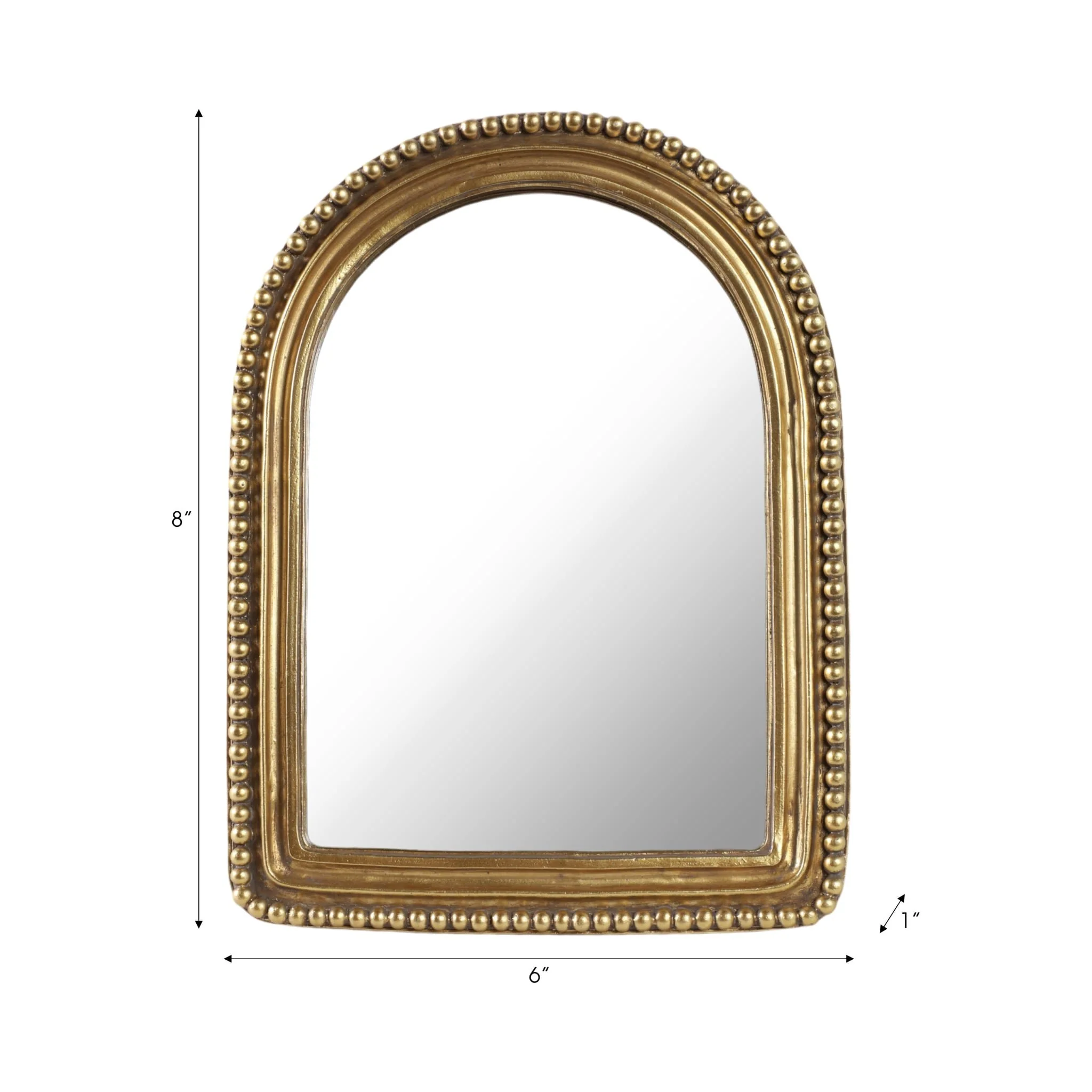 5x7" Mirror In Beaded Arch Frame, Gold - Image 7