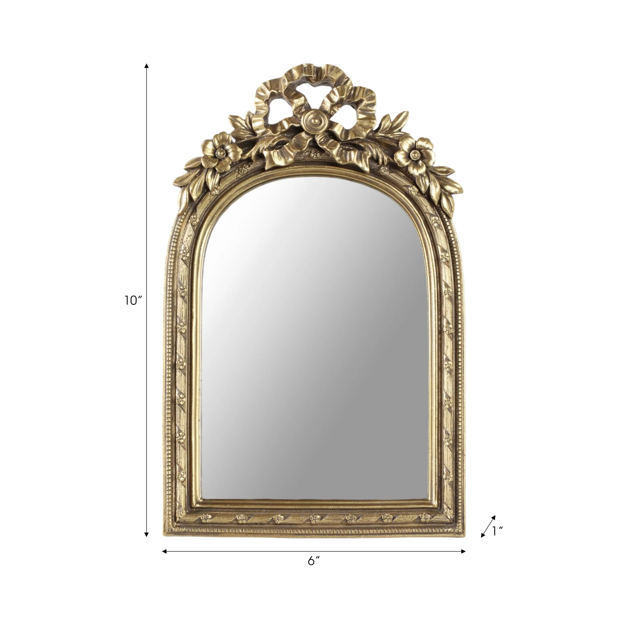 5x7" Mirror In Gilded Bow Arch Frame, Gold - Image 7