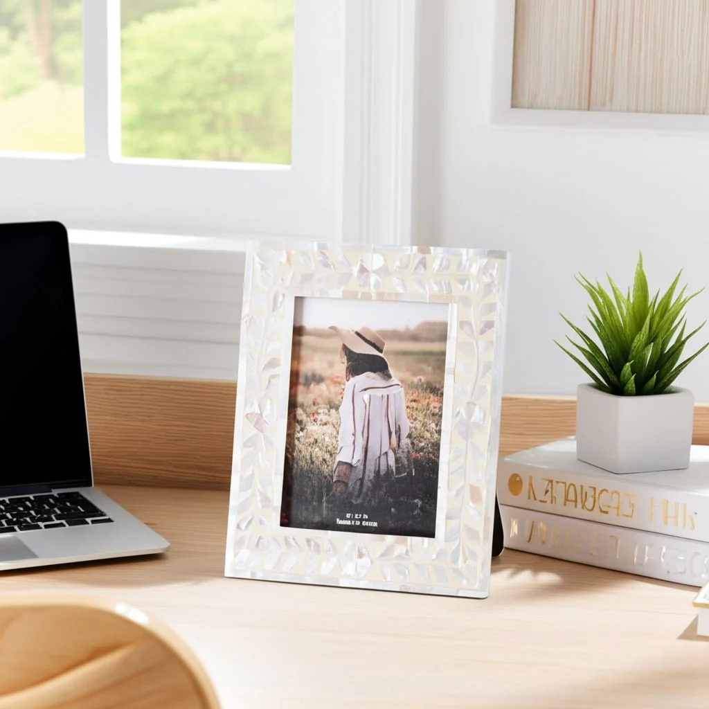5x7 Mother Of Pearl Inlay Vine Photo Frame, Ivory - Image 11