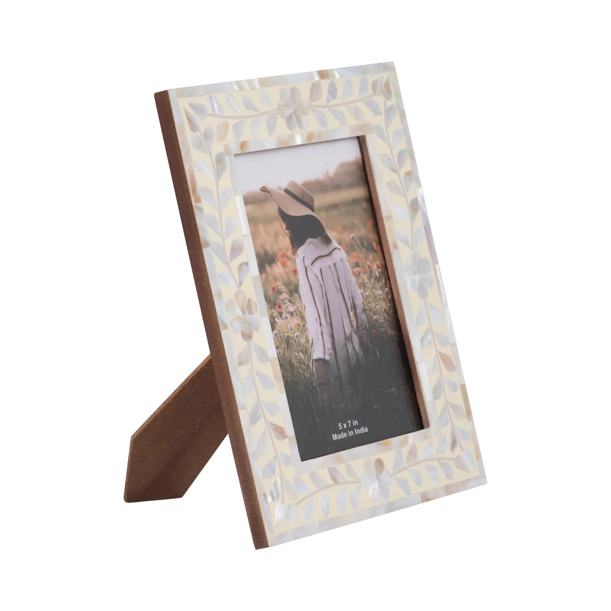 5x7 Mother Of Pearl Inlay Vine Photo Frame, Ivory - Image 2