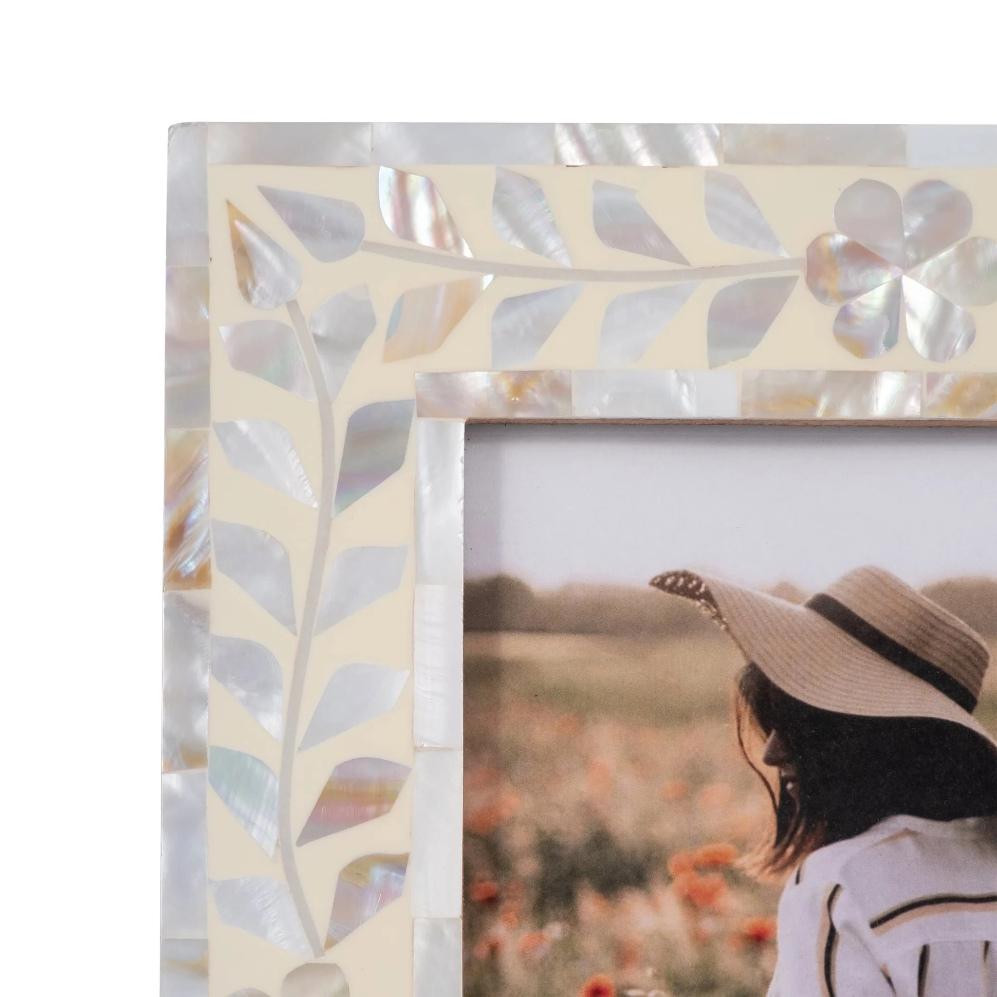 5x7 Mother Of Pearl Inlay Vine Photo Frame, Ivory - Image 5
