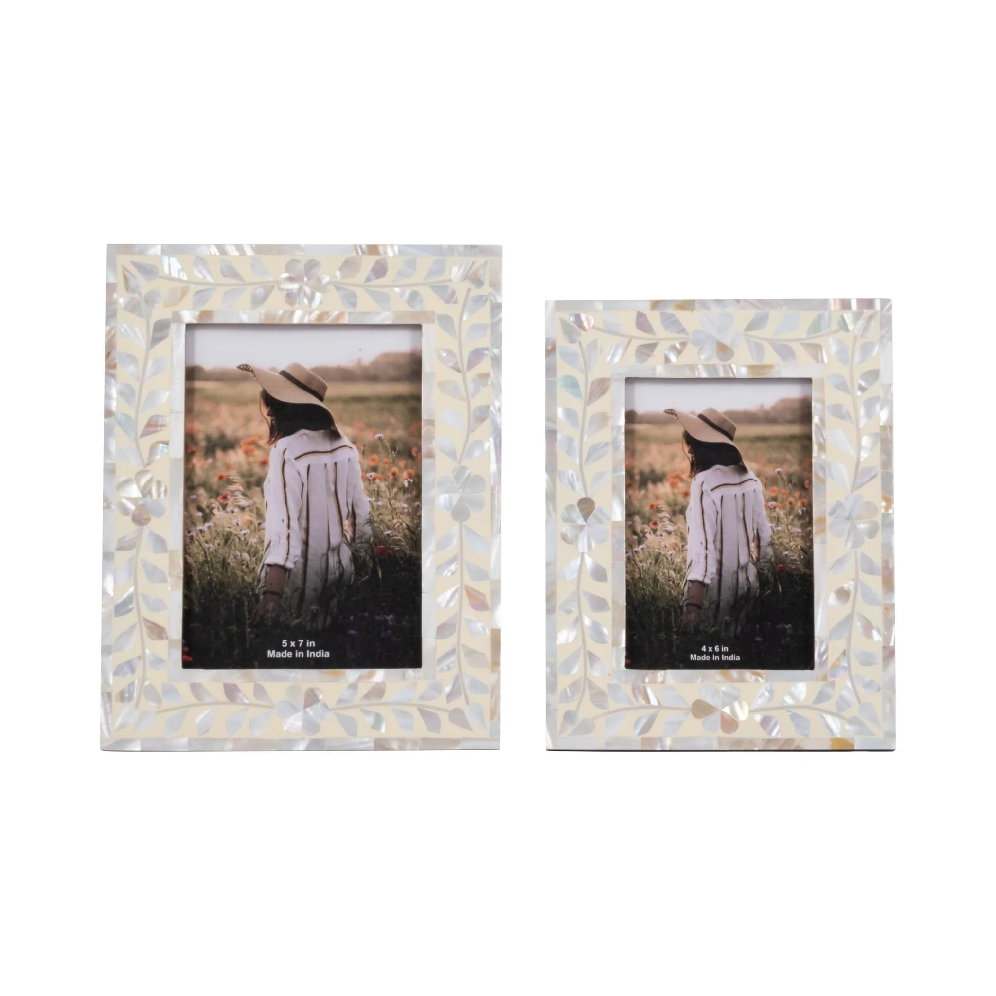 5x7 Mother Of Pearl Inlay Vine Photo Frame, Ivory - Image 6