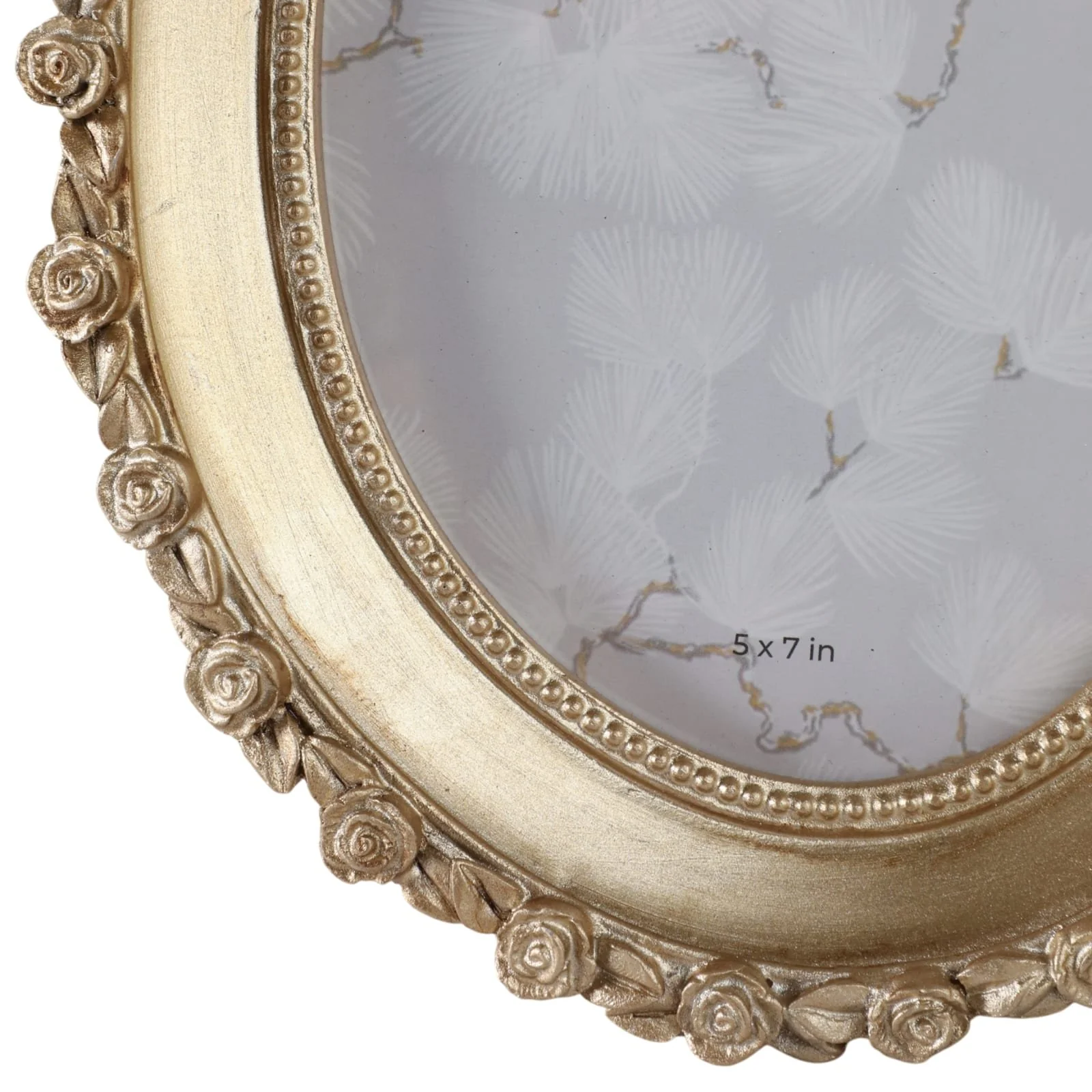 5x7 Oval Photo Frame With Rosette Border, Gold - Image 5