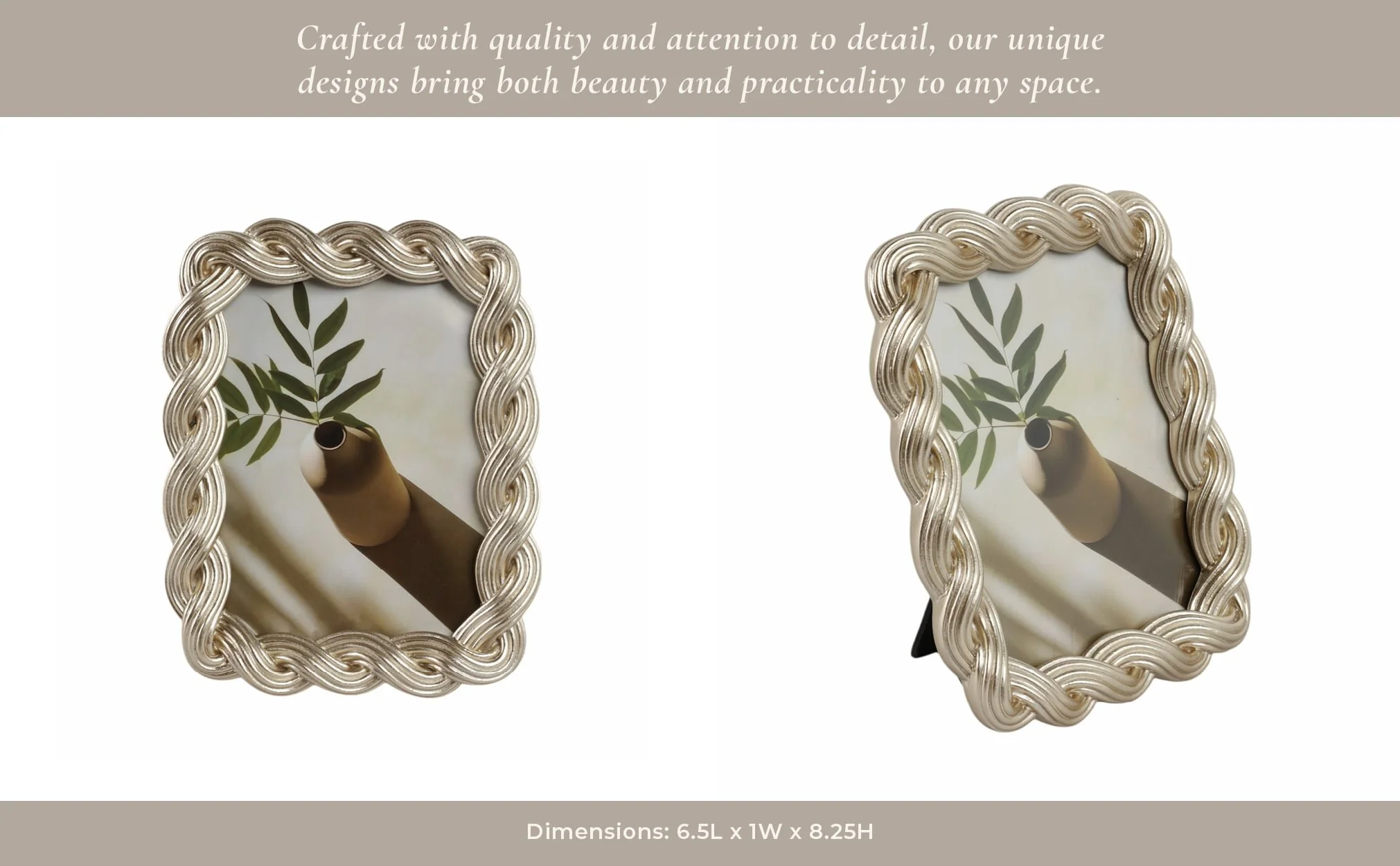 5x7 Polyresin Twisted Rope Photo Frame, Gold - Image 13