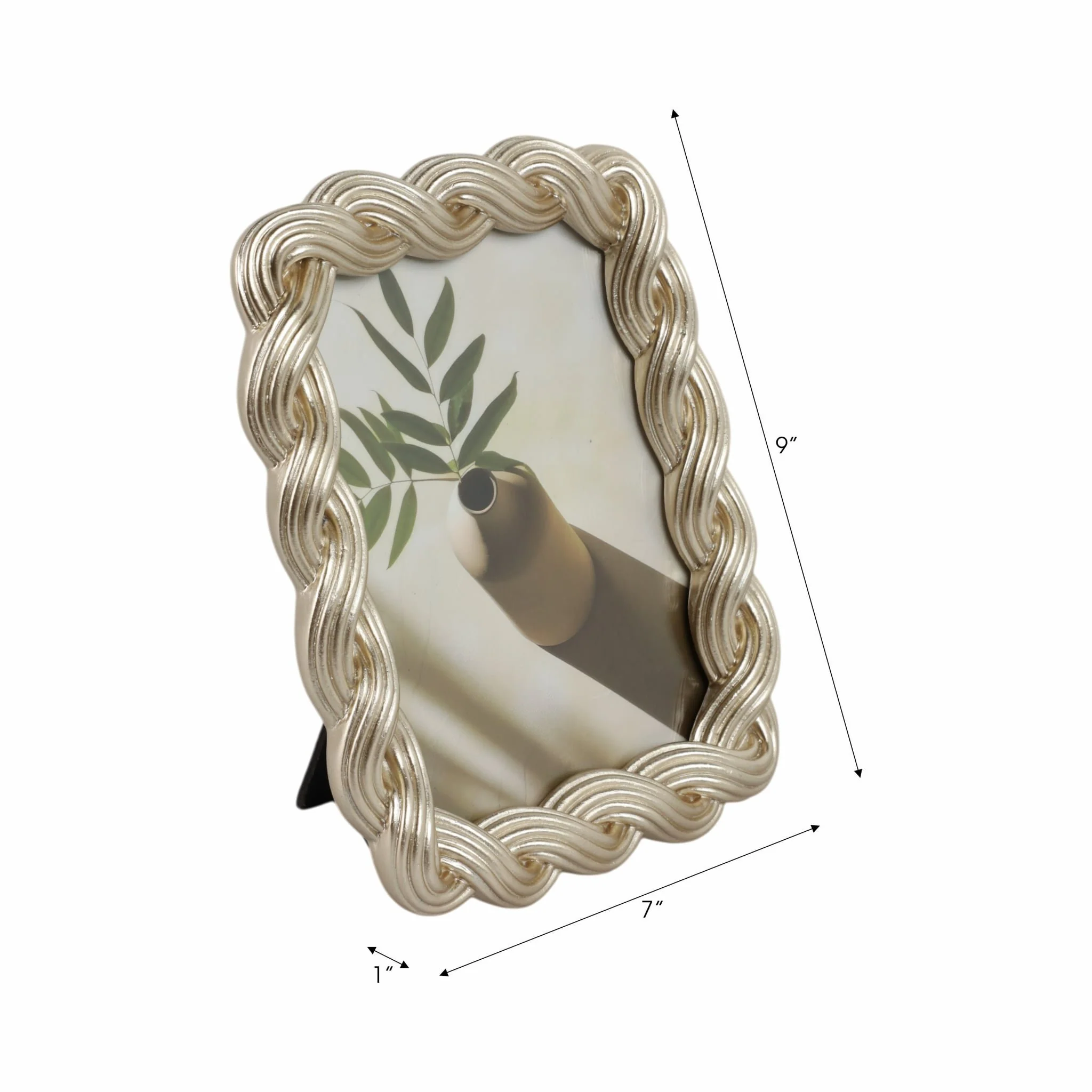 5x7 Polyresin Twisted Rope Photo Frame, Gold - Image 7