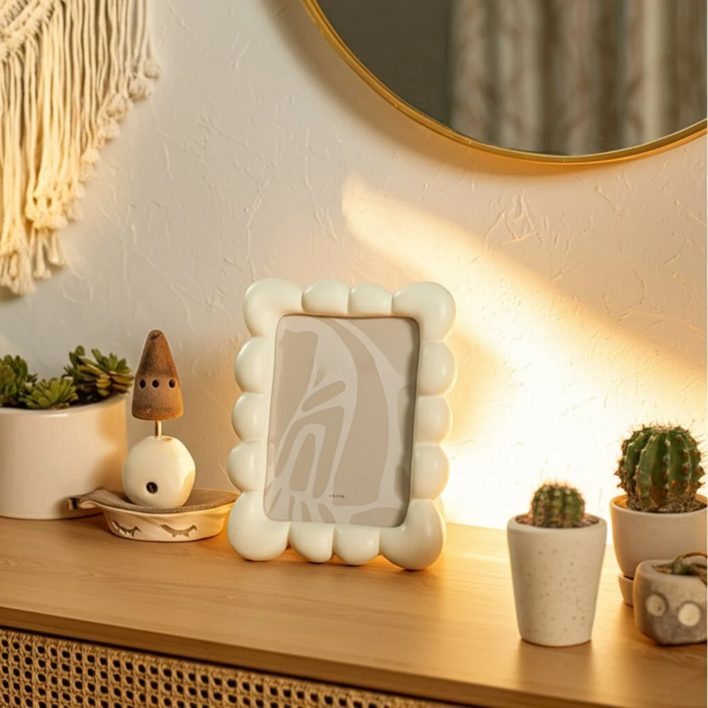 5x7" Puffy Squiggle Photo Frame, Ivory - Image 9