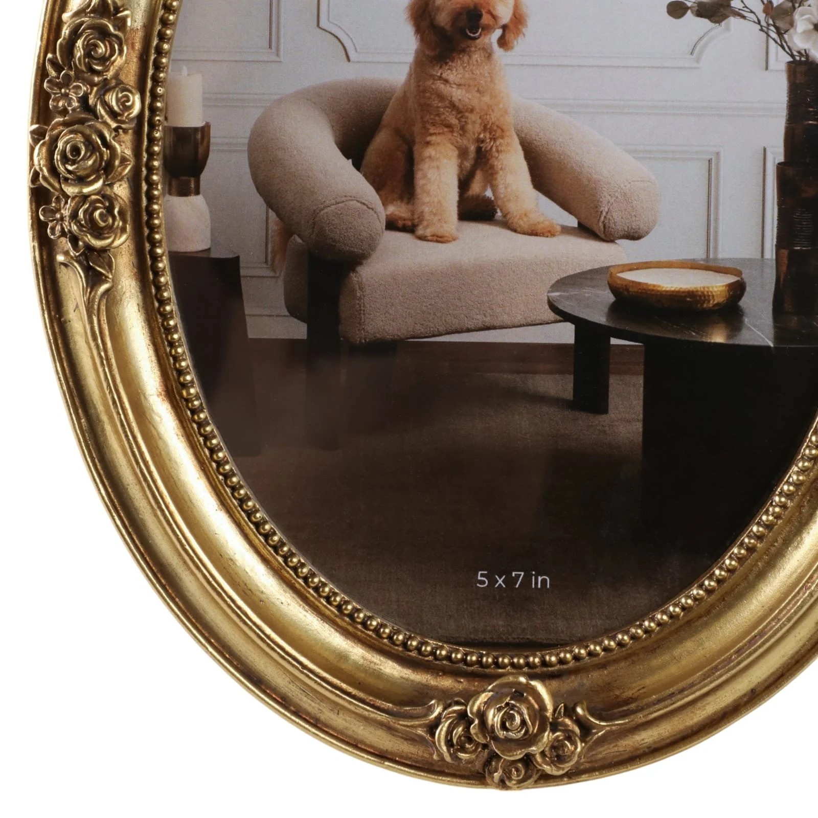 5x7 Resin Coquette Bow Oval Photo Frame, Gold - Image 5