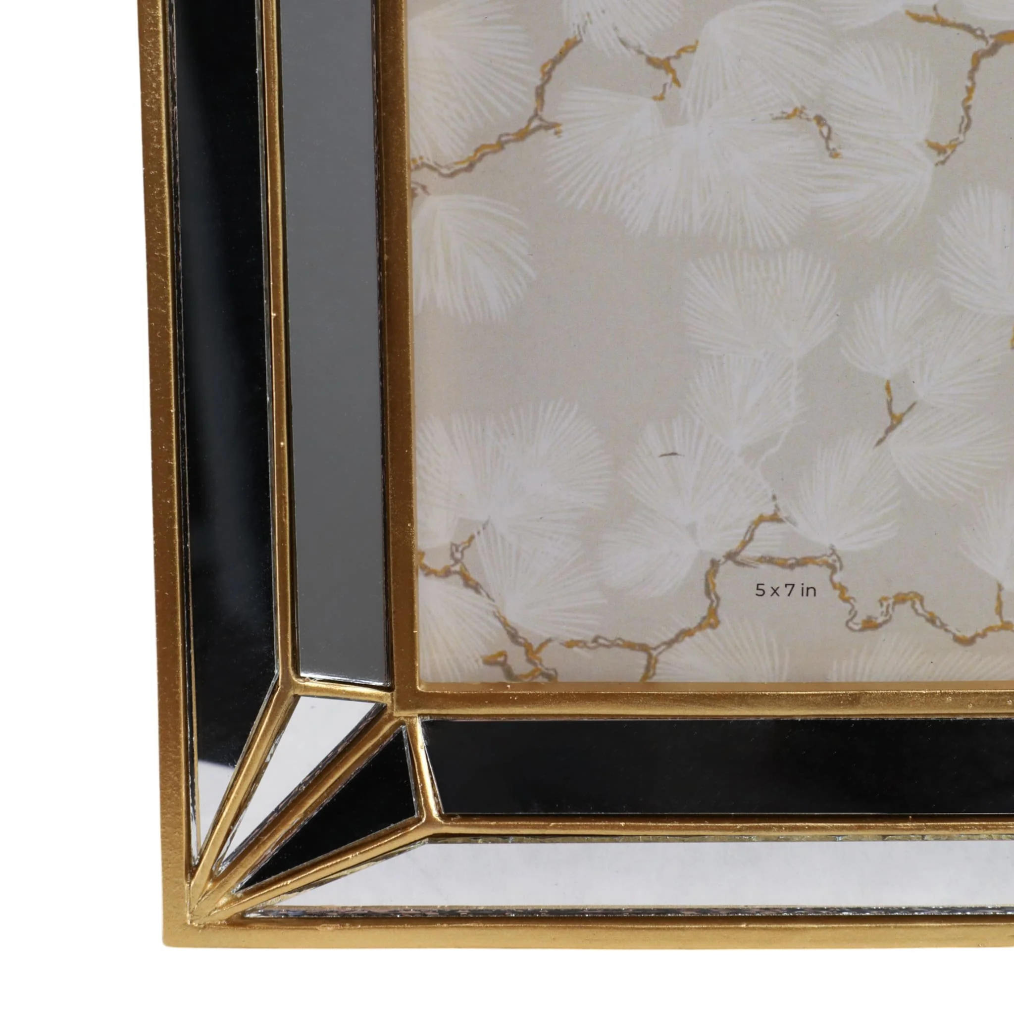5x7 Resin Deco Mirrored Border Photo Frame, Gold - Image 5