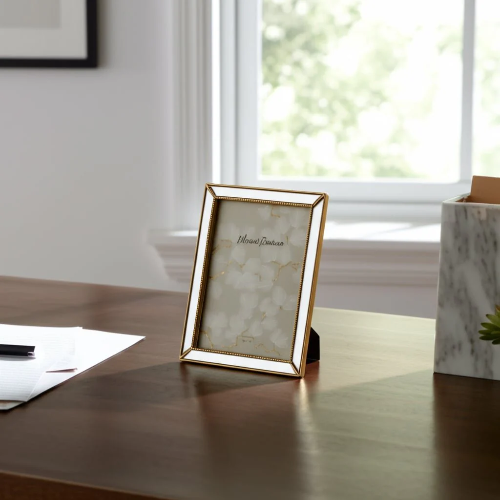 5x7 Resin Mirrored Beaded Border Photo Frame, Gold - Image 11