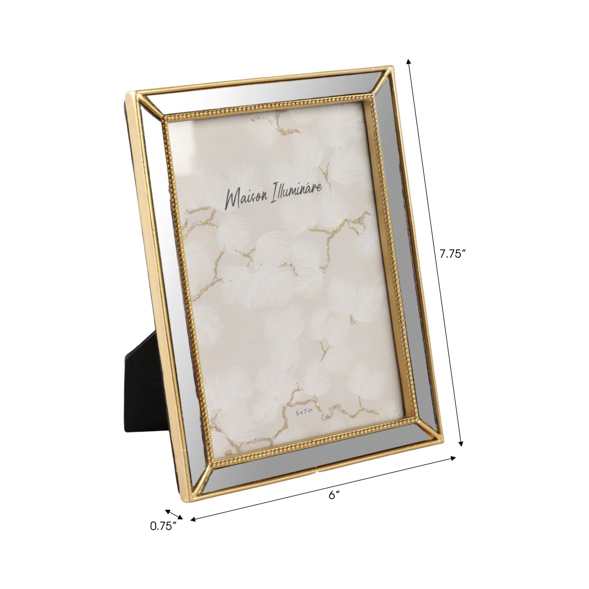 5x7 Resin Mirrored Beaded Border Photo Frame, Gold - Image 7