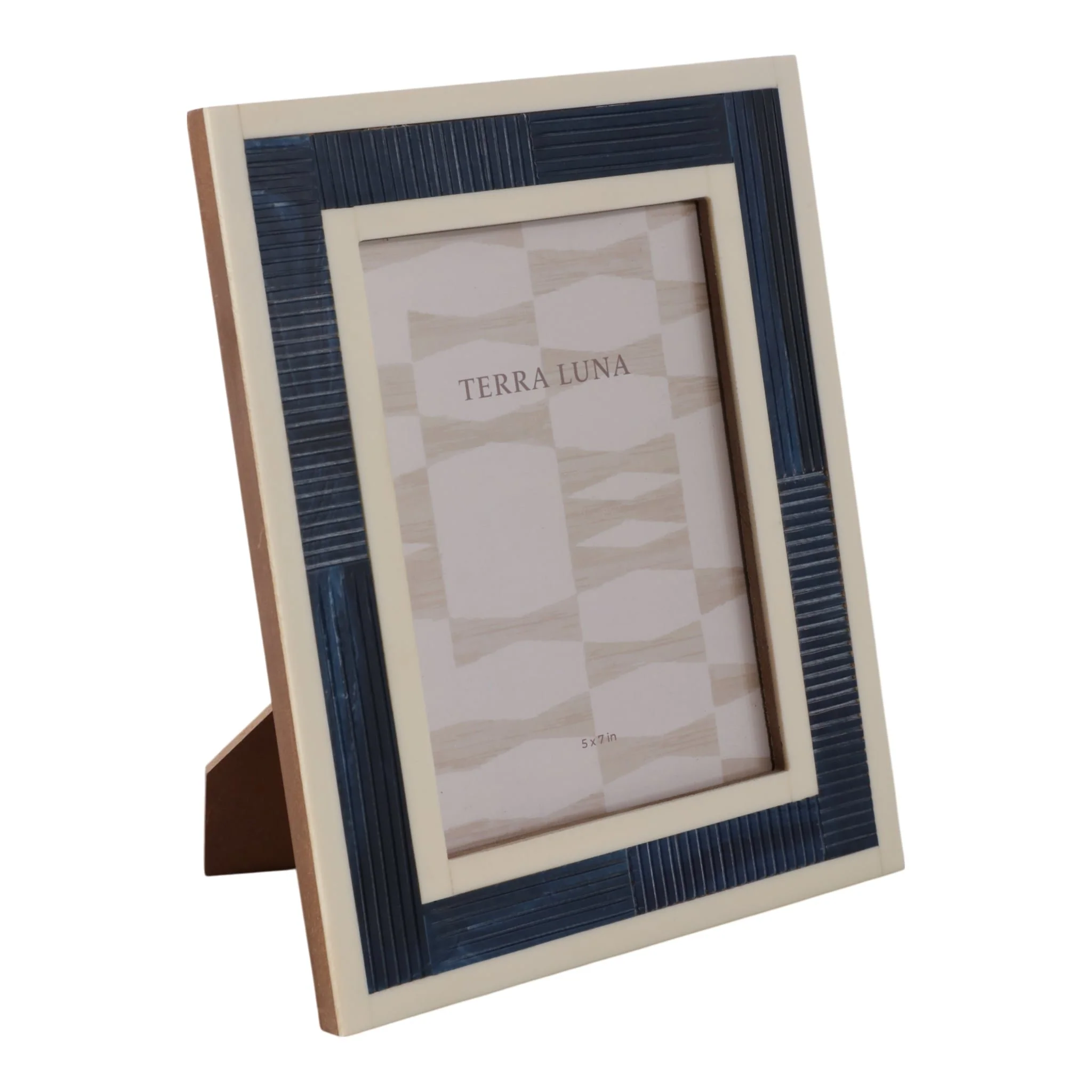5x7" Resin Photo Frame With Border, Blue/white - Image 2
