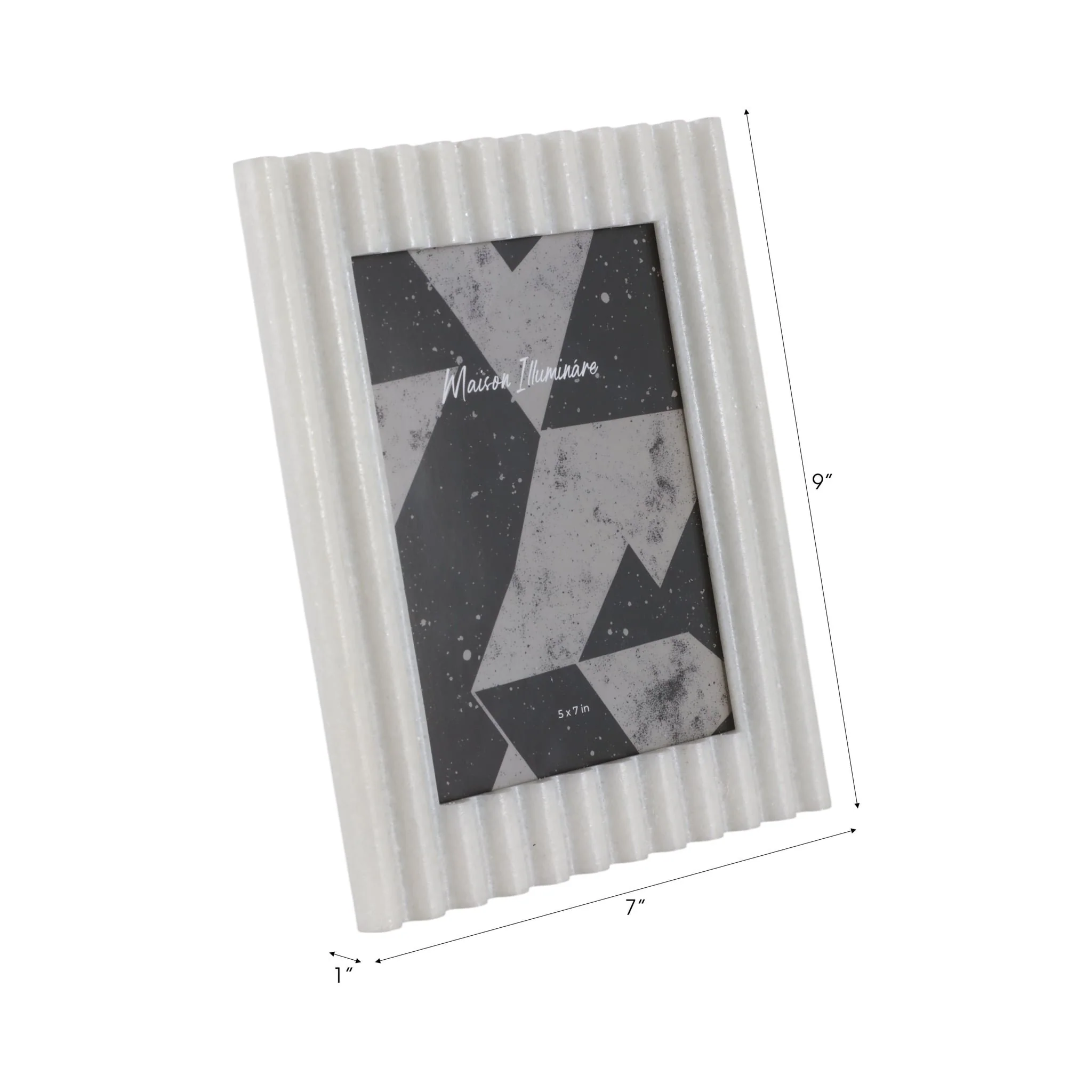 5x7" Ridged Quartz Resin Photo Frame, White - Image 7