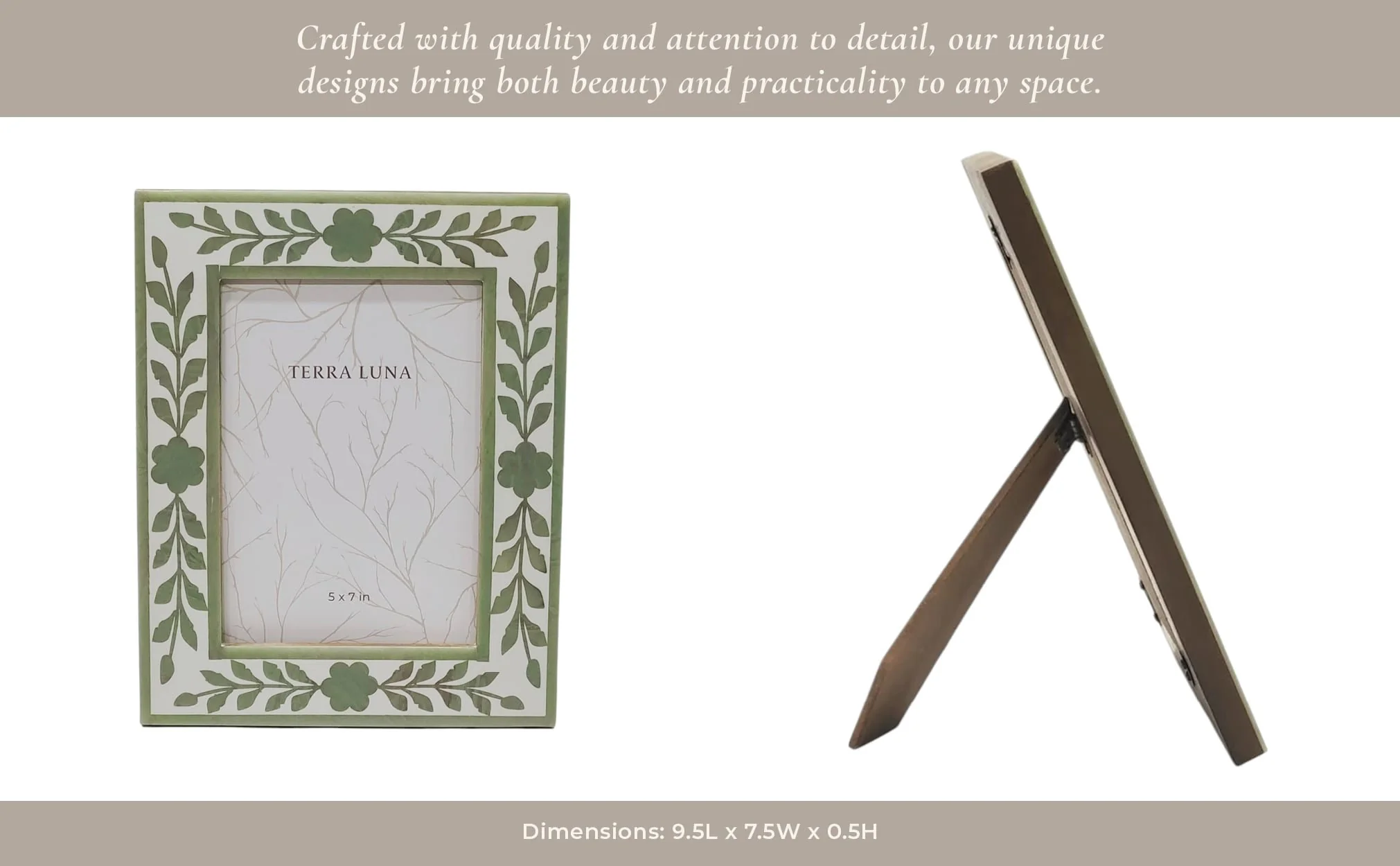 5x7 Sage Green Petals Photo Frame, White/green - Image 13