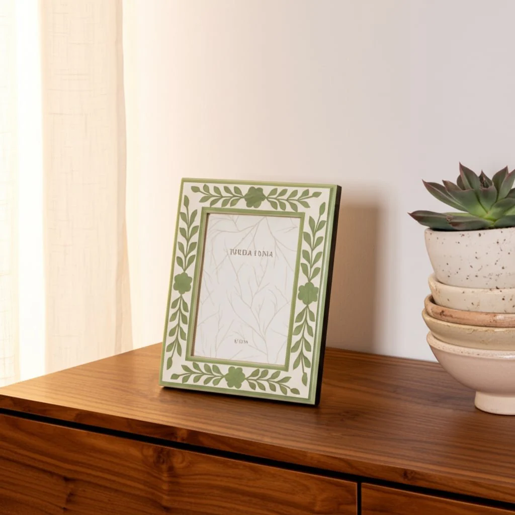 5x7 Sage Green Petals Photo Frame, White/green - Image 9