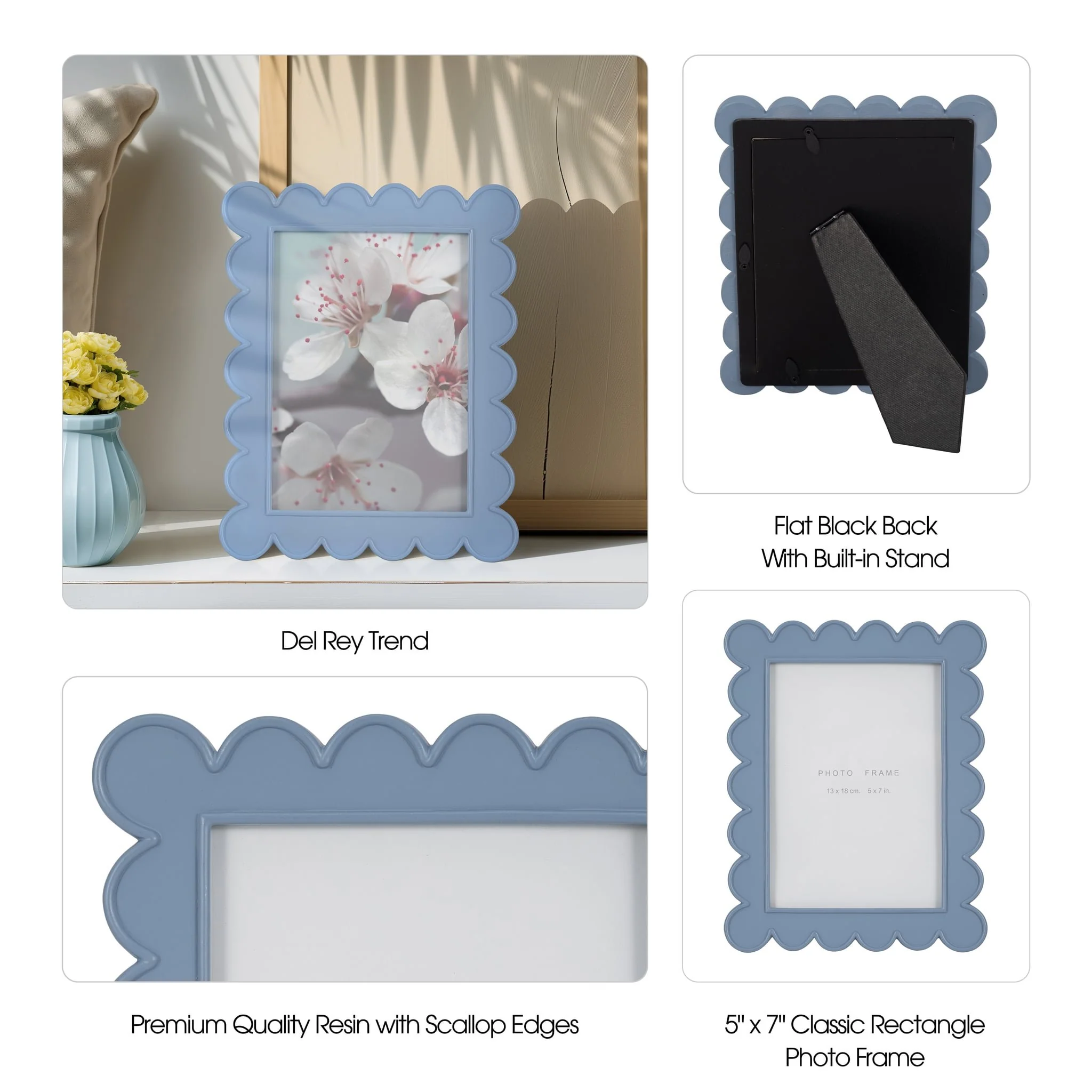 5x7 Scallop Edge Photo Frame, Blue - Image 8