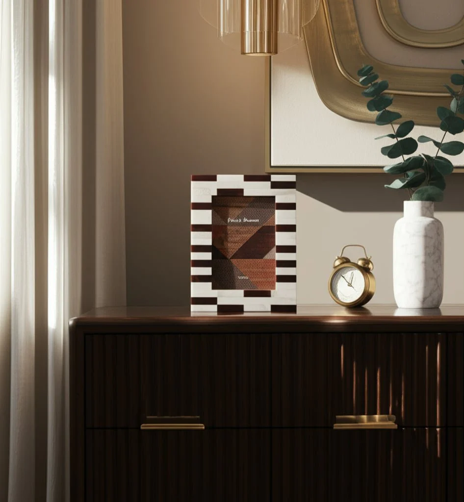 5x7 Small Stripe Photo Frame, Brown/ivory - Image 9