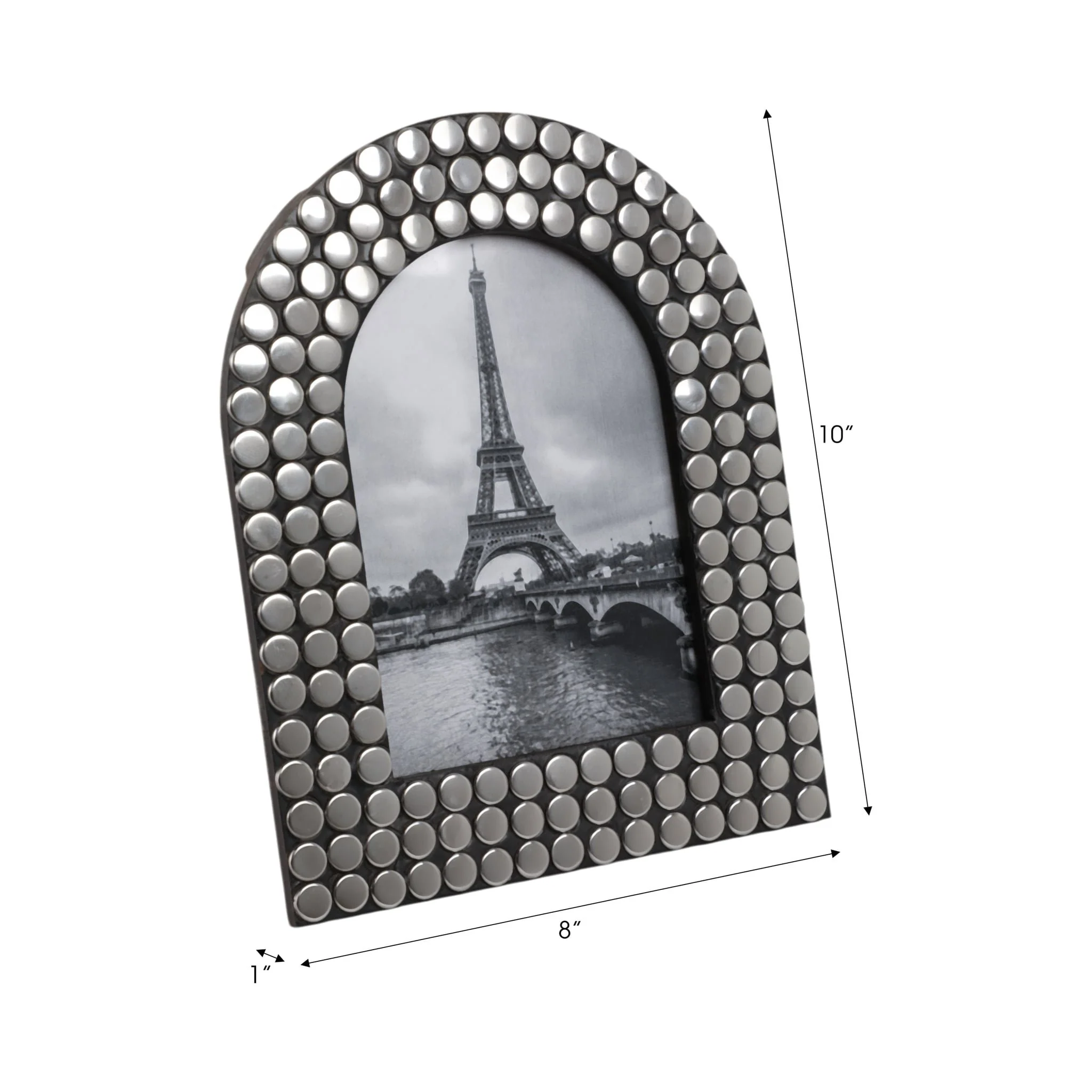 5x7 Studded Arch Photo Frame, Silver/black - Image 7