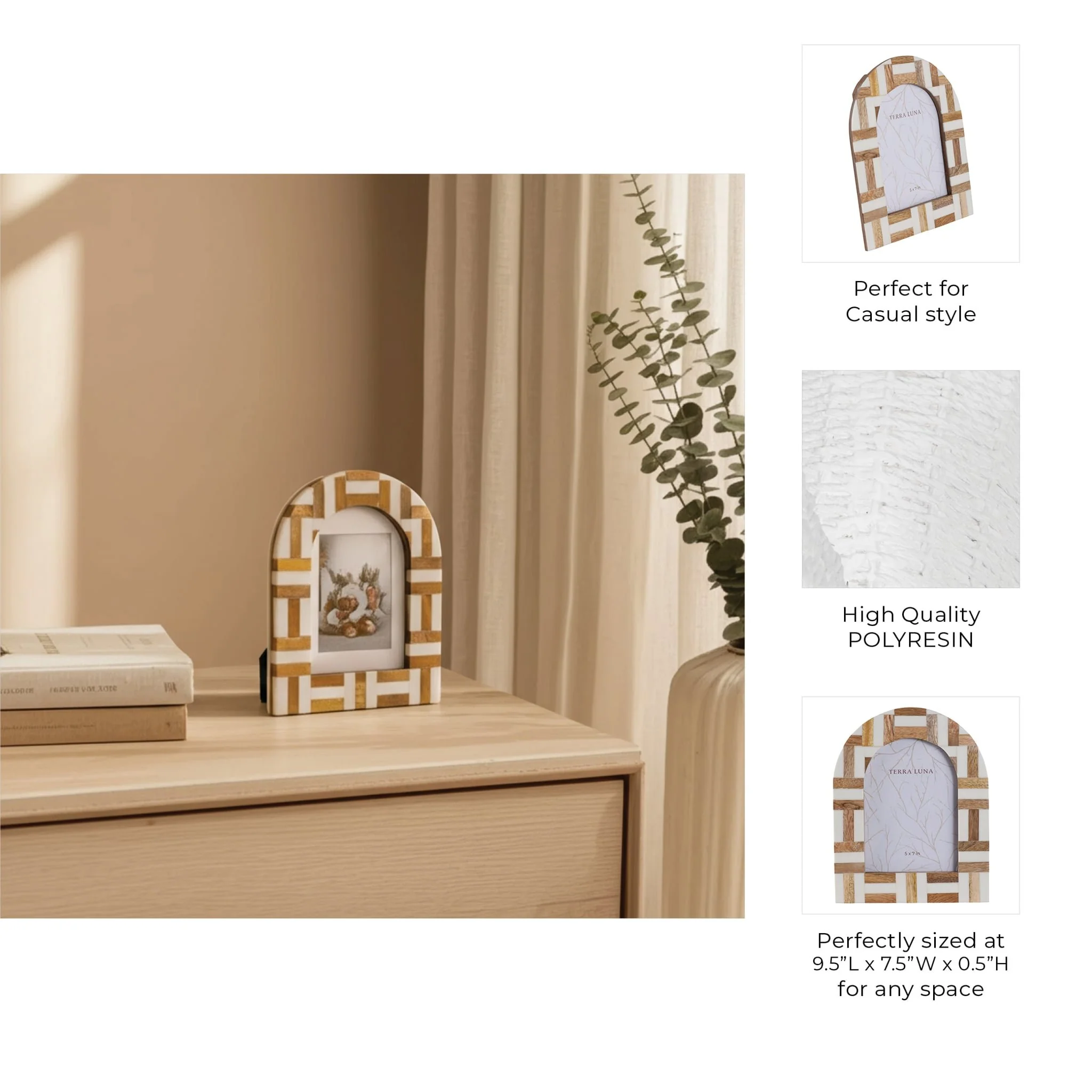 5x7 Wood Inlay Photo Frame, Ivory/natural - Image 8
