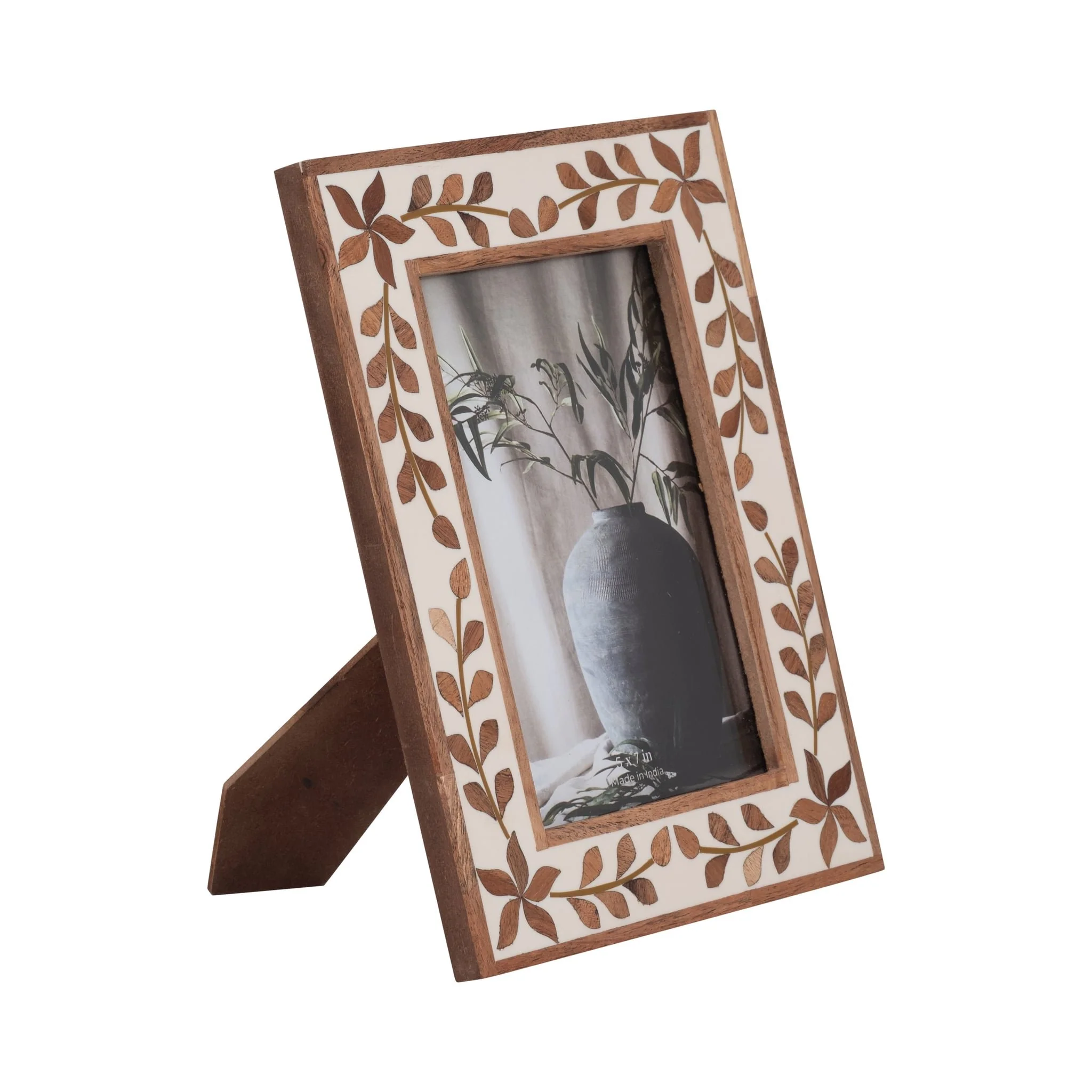 5x7 Wood Inlay Vine Photo Frame, Natural - Image 2