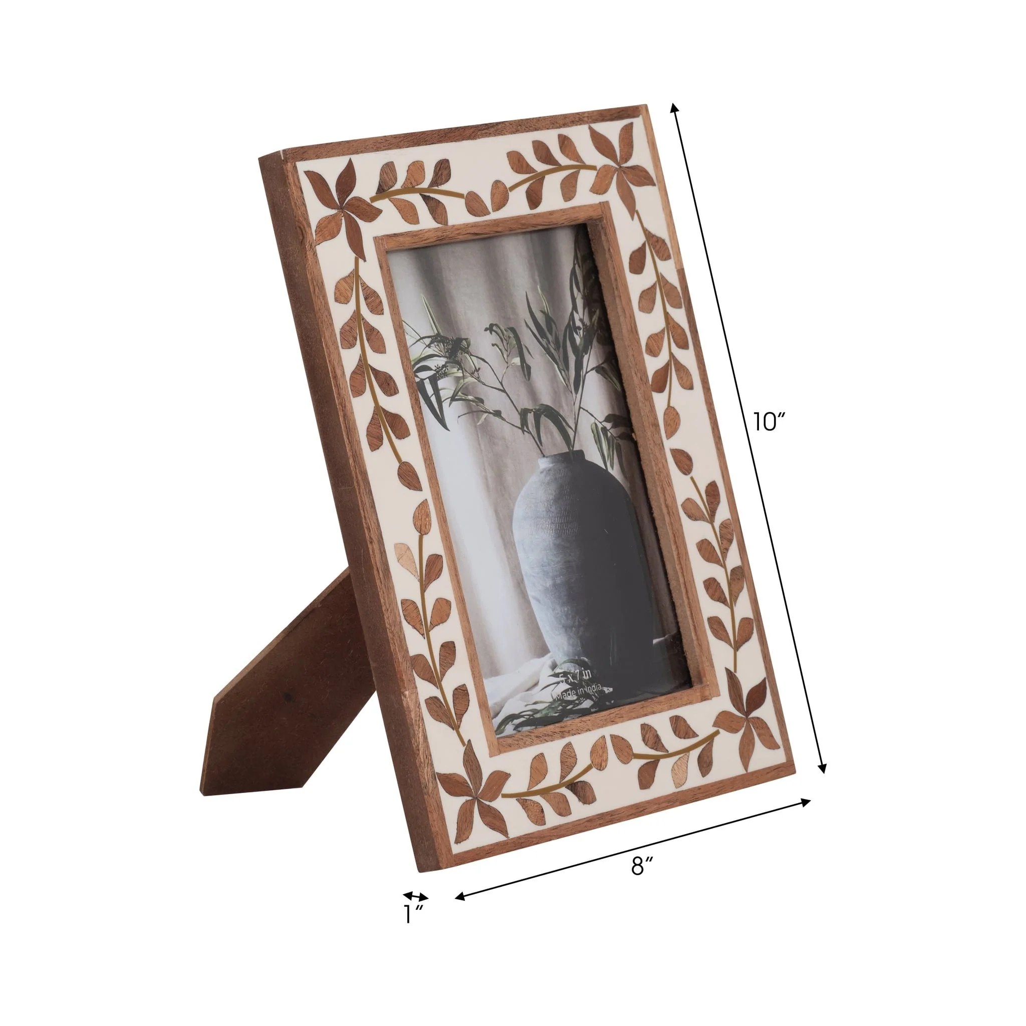 5x7 Wood Inlay Vine Photo Frame, Natural - Image 7