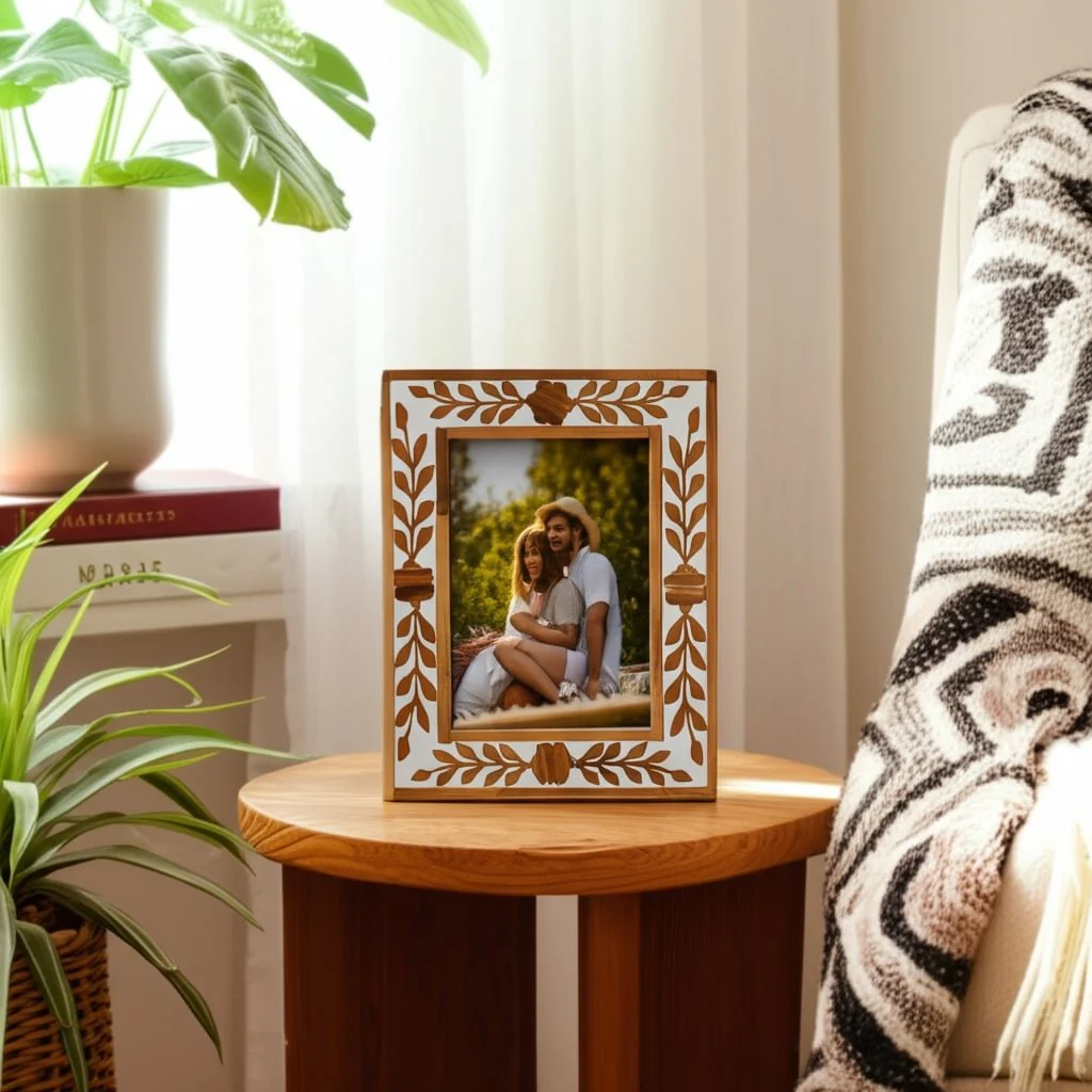 5x7 Wood Petals Photo Frame, White/natural - Image 10