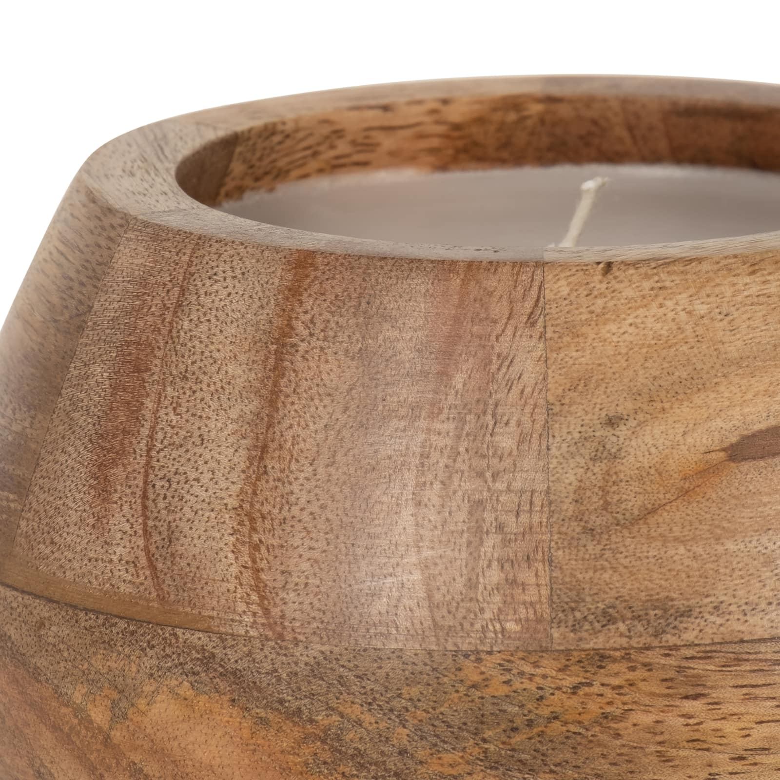 6" 10 Oz Vanilla Modern Wood Bowl Candle, Natural - Image 3