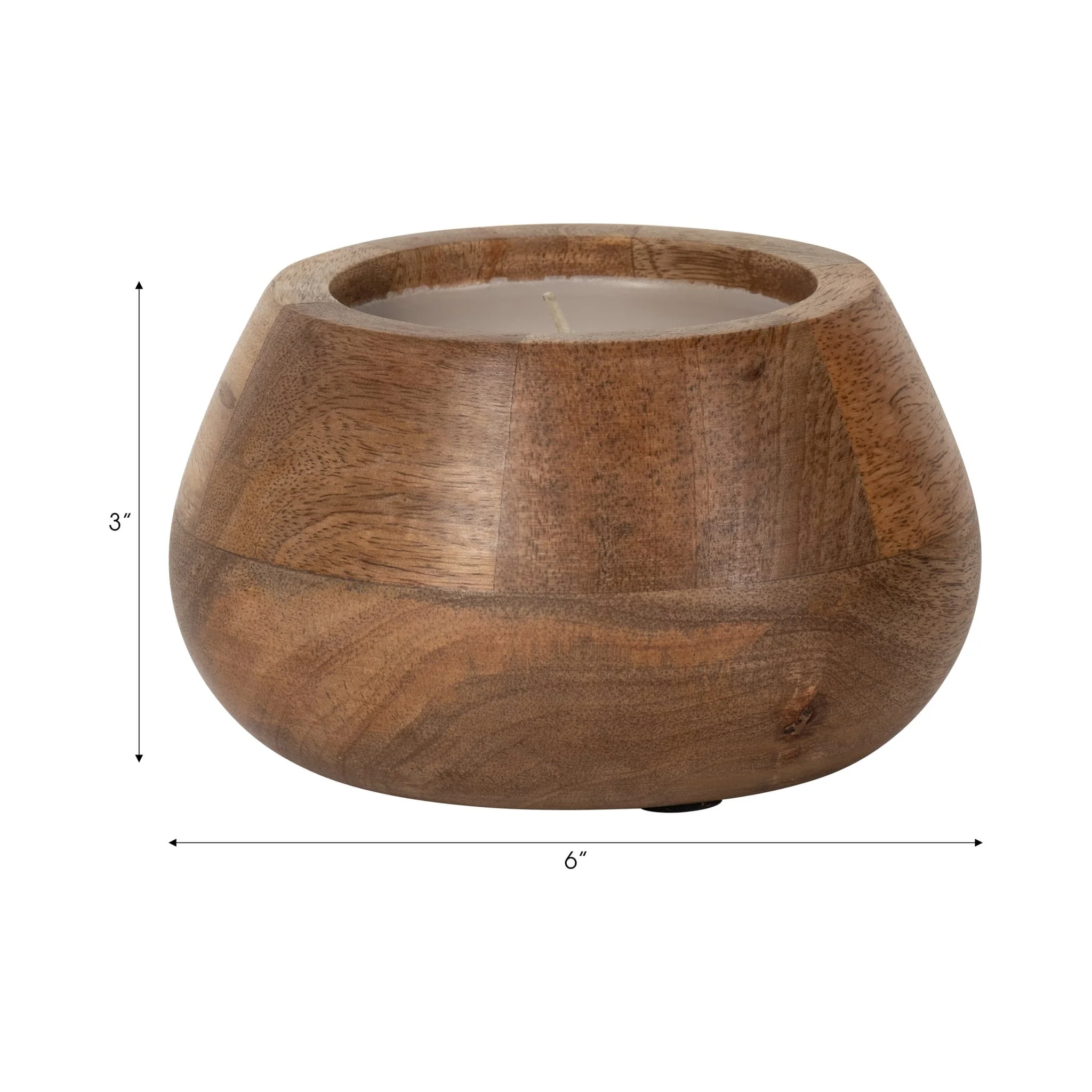 6" 10 Oz Vanilla Modern Wood Bowl Candle, Natural - Image 6