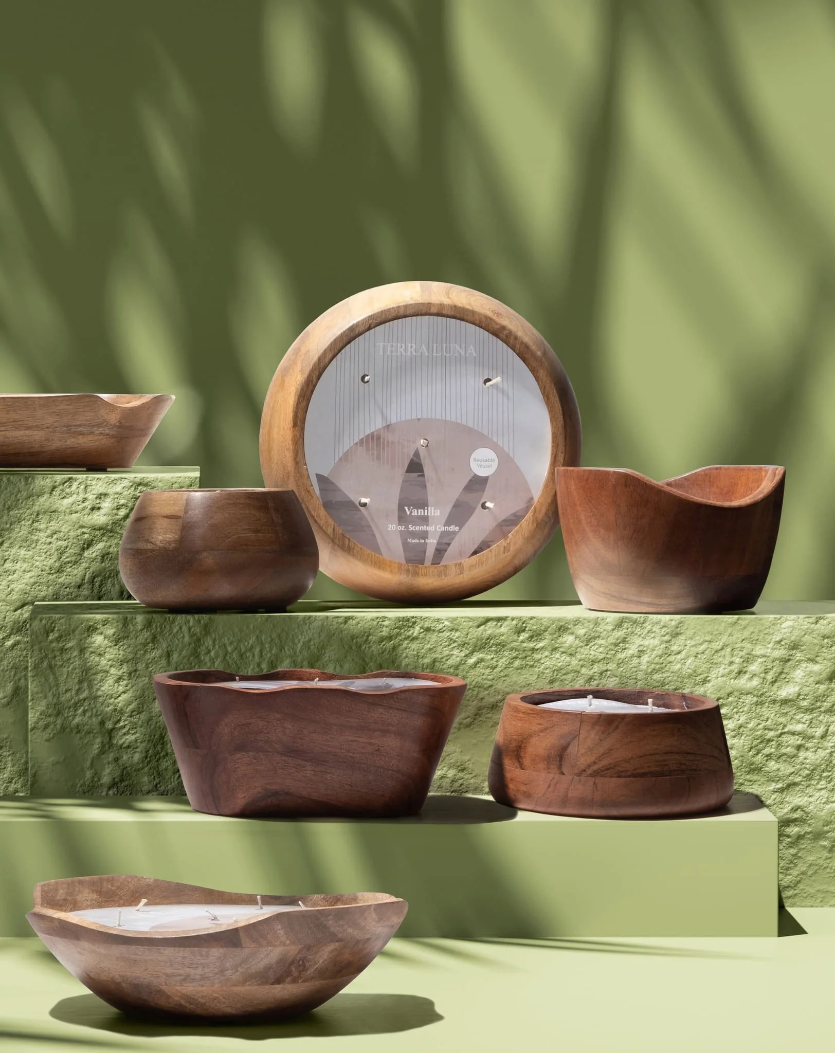 6" 10 Oz Vanilla Modern Wood Bowl Candle, Natural - Image 8