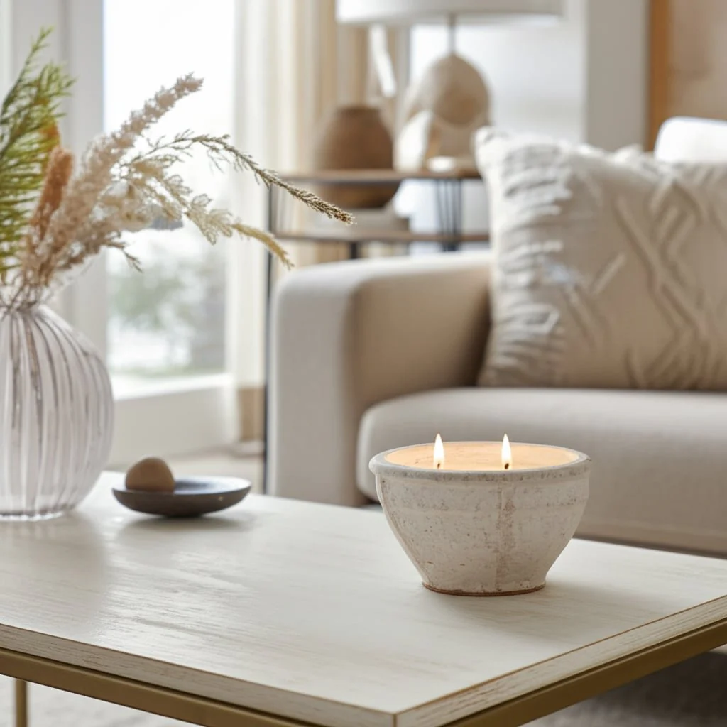 6" 14 Oz Sea Salt & Lemon Bowl Candle, White - Image 11